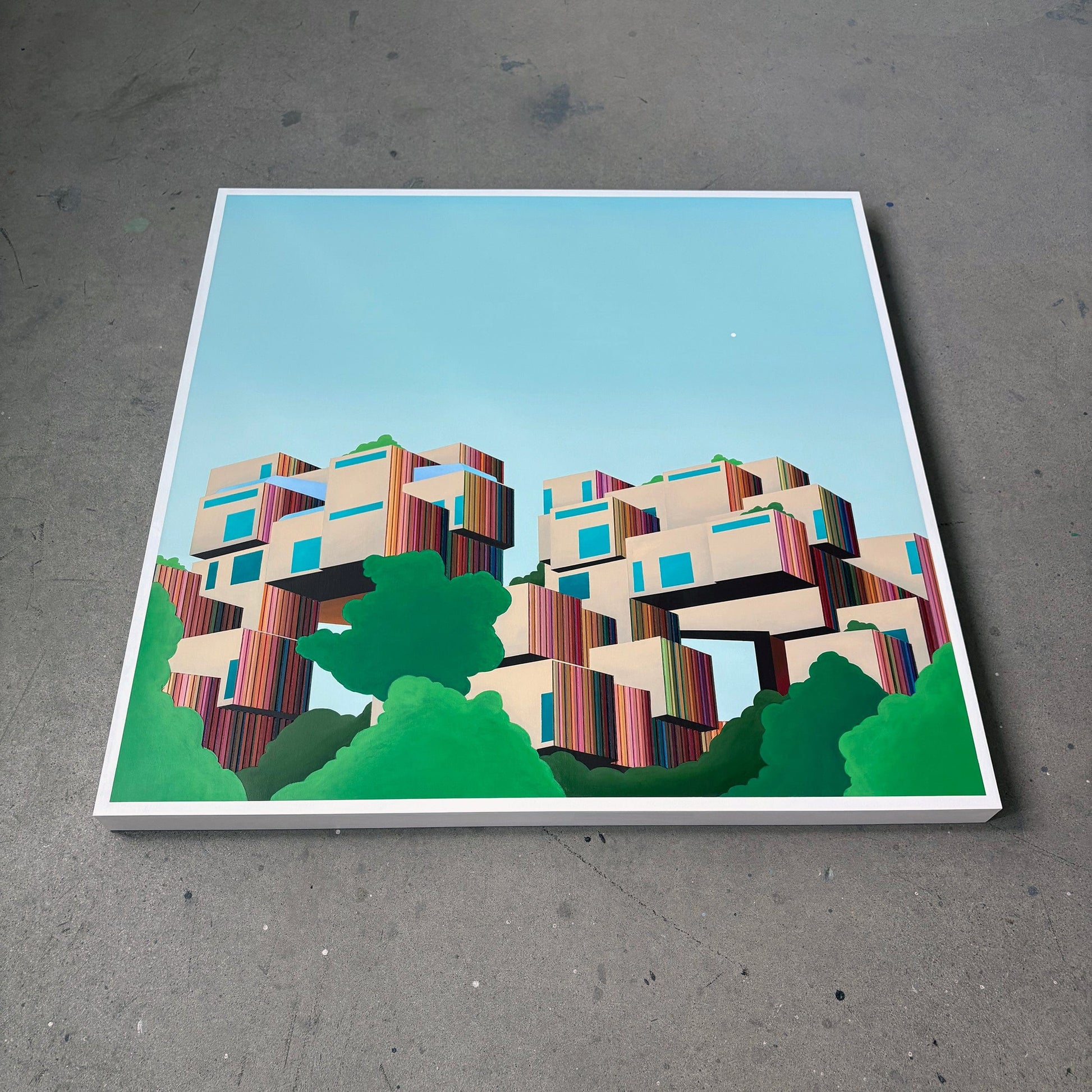 Patrick Déziel Oeuvre original - Peinture 36x36 Habitat 67