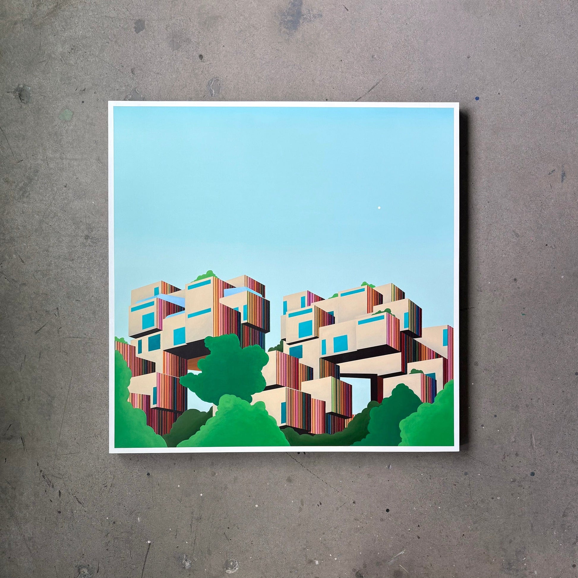 Patrick Déziel Oeuvre original - Peinture 36x36 Habitat 67