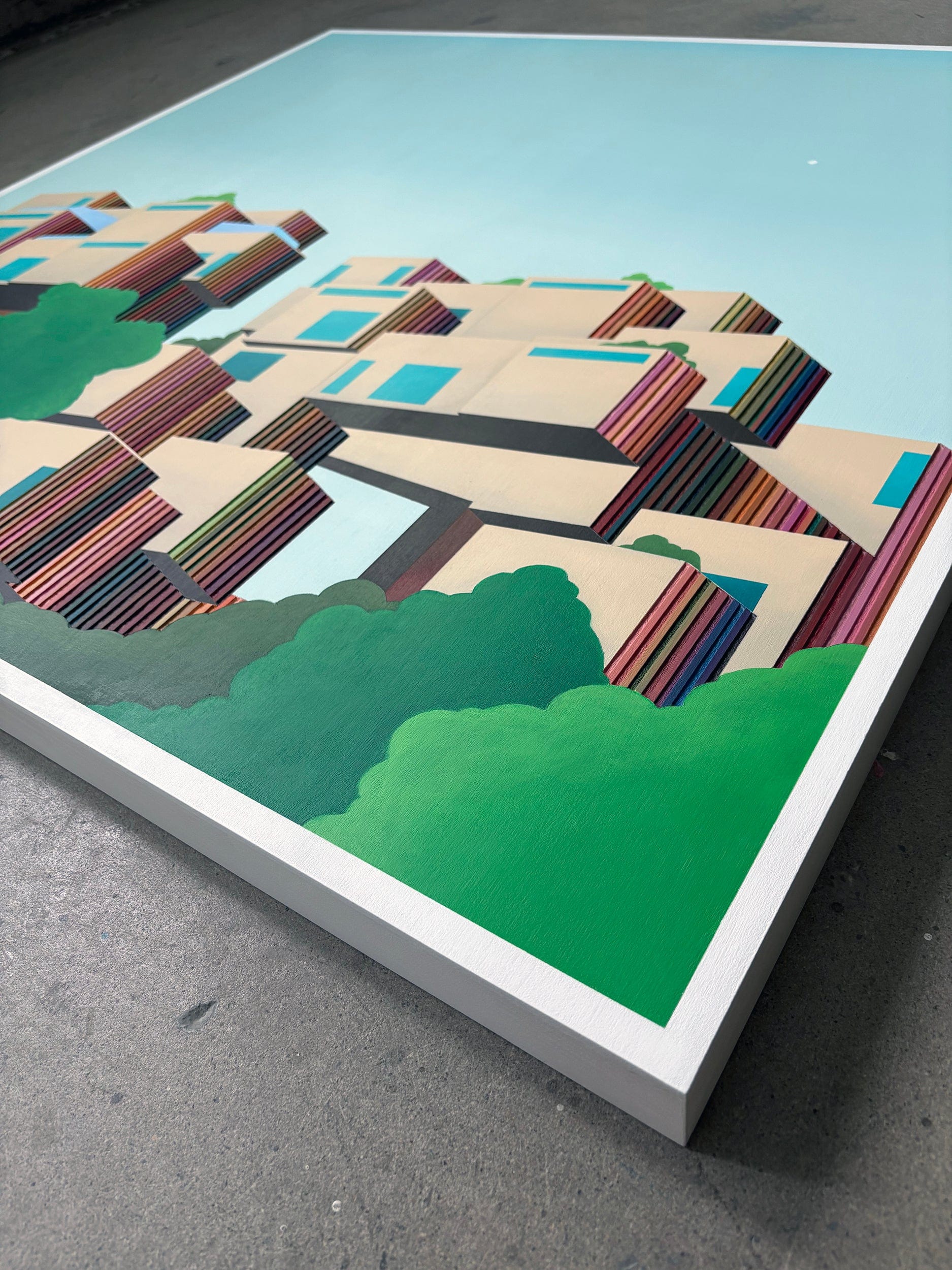 Patrick Déziel Oeuvre original - Peinture 36x36 Habitat 67
