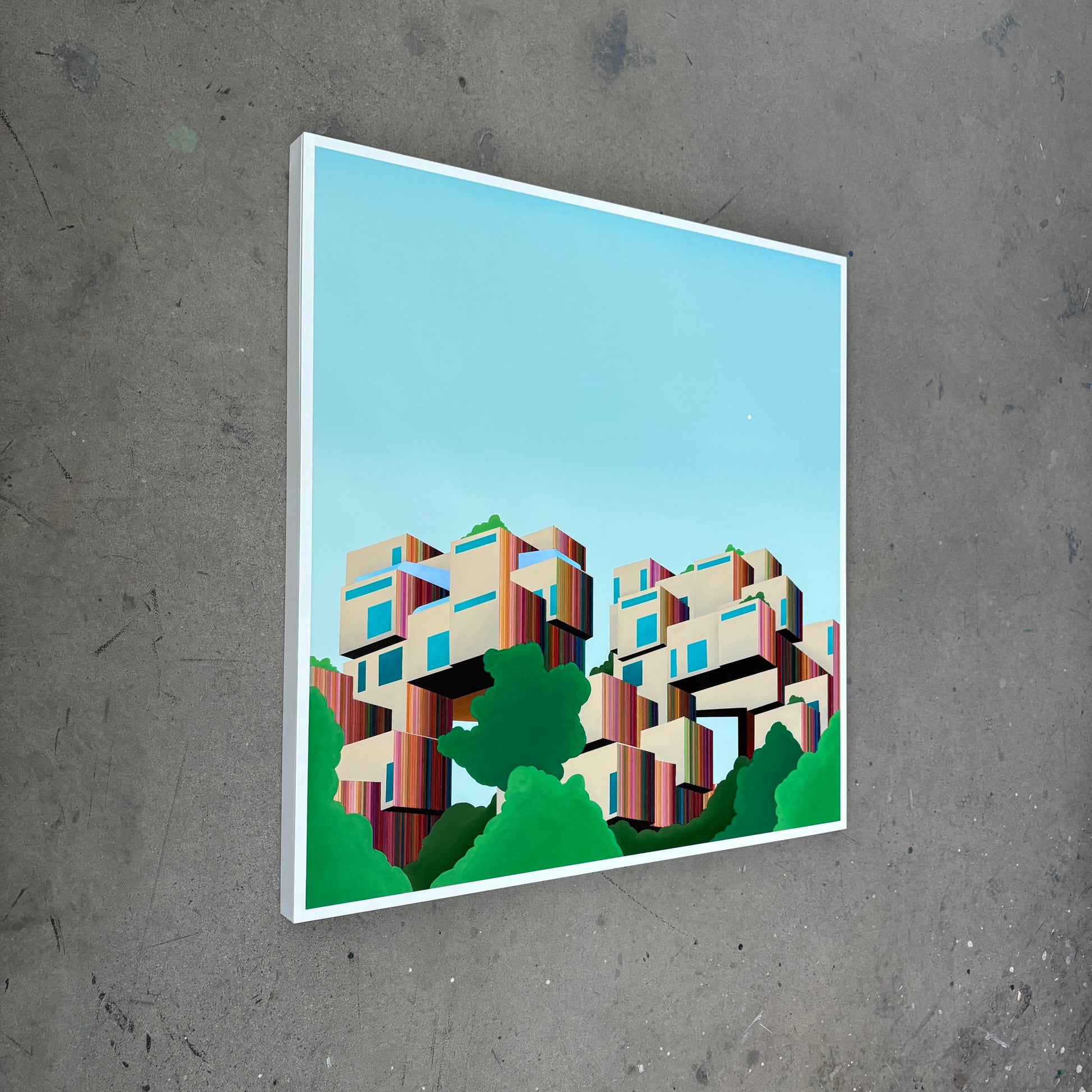Patrick Déziel Oeuvre original - Peinture 36x36 Habitat 67