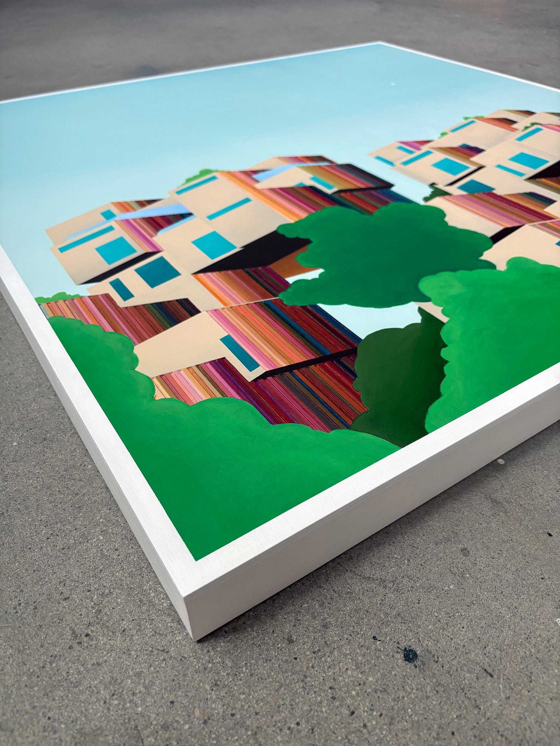 Patrick Déziel Oeuvre original - Peinture 36x36 Habitat 67