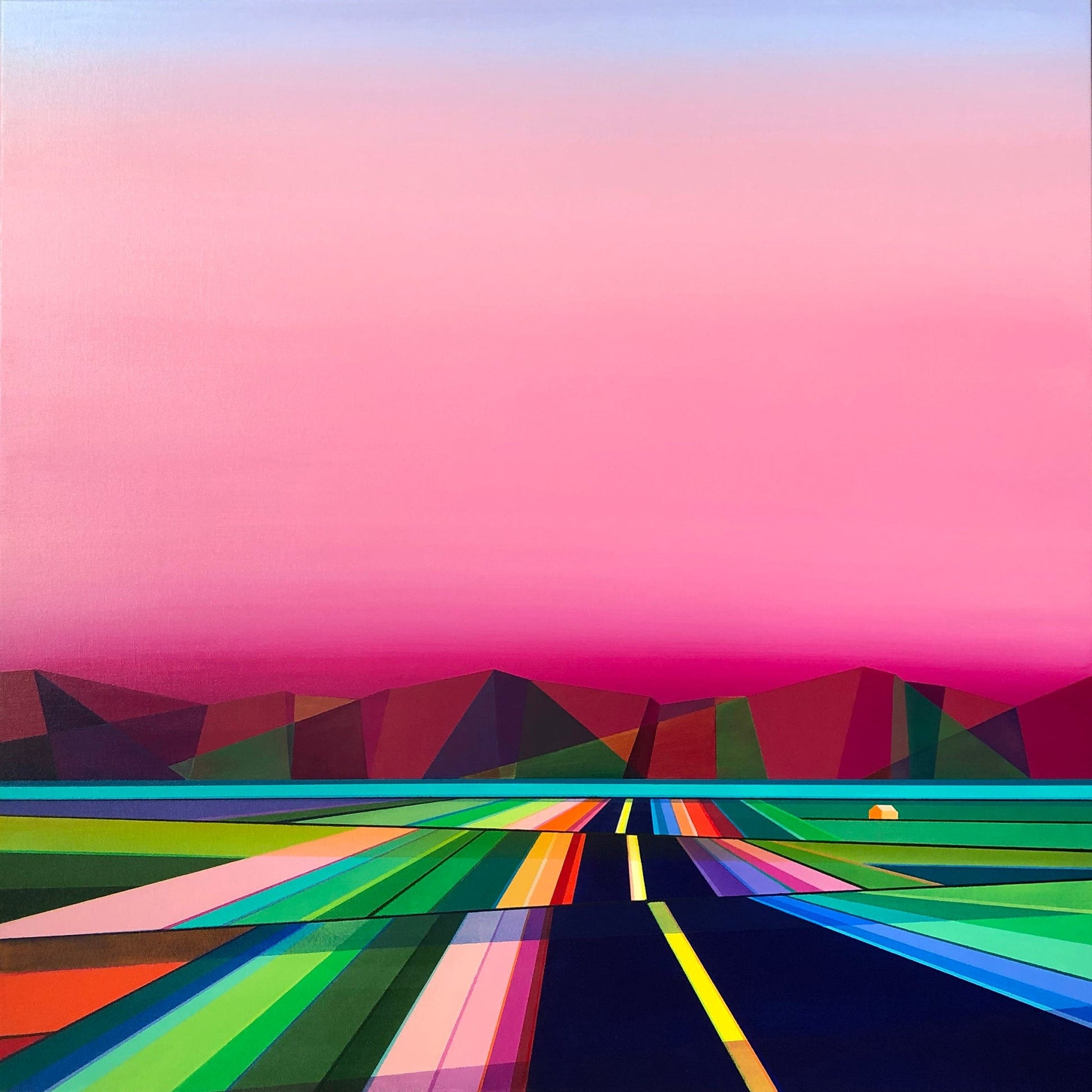 Patrick Déziel Oeuvre original - Peinture 36x36 La route des montagnes