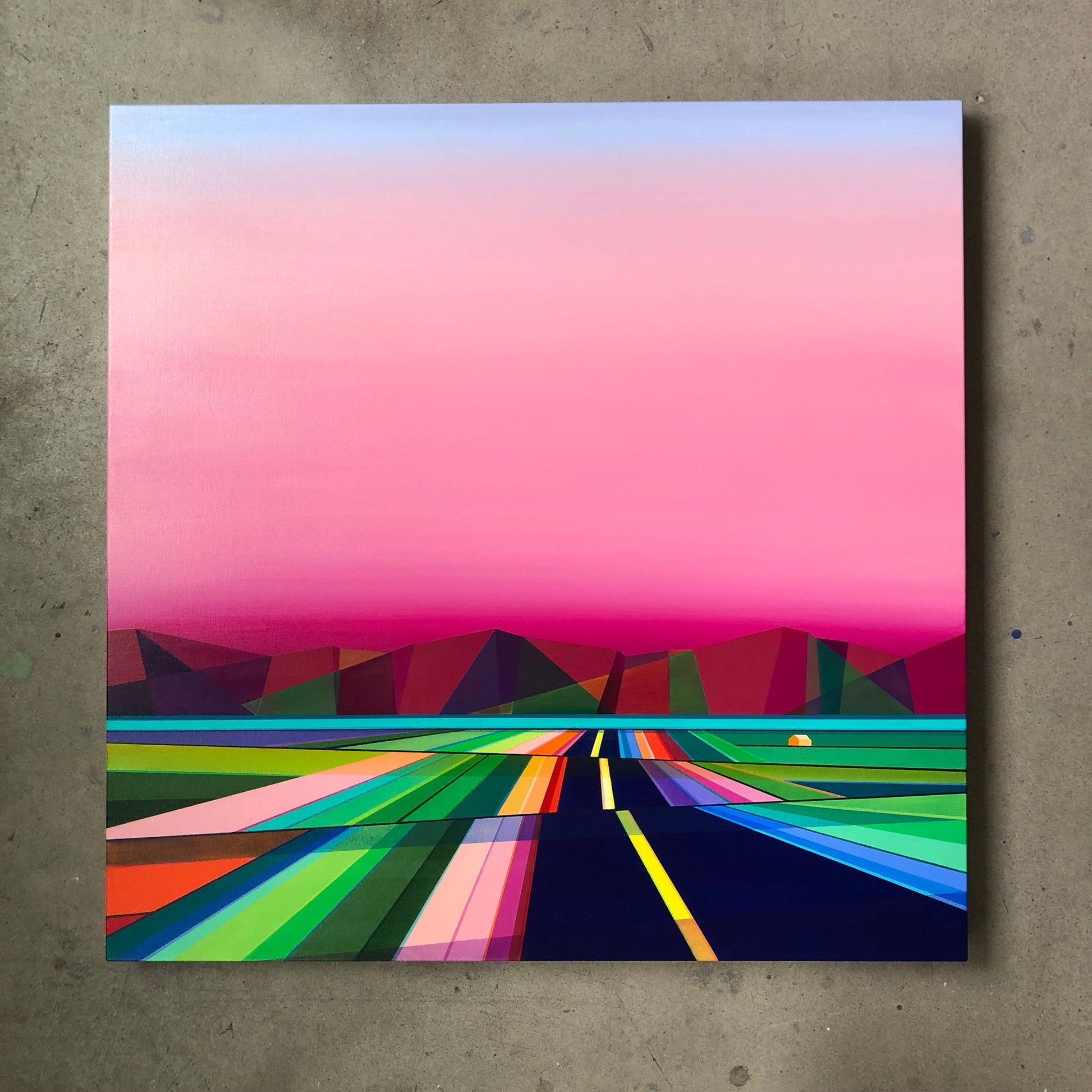 Patrick Déziel Oeuvre original - Peinture 36x36 La route des montagnes