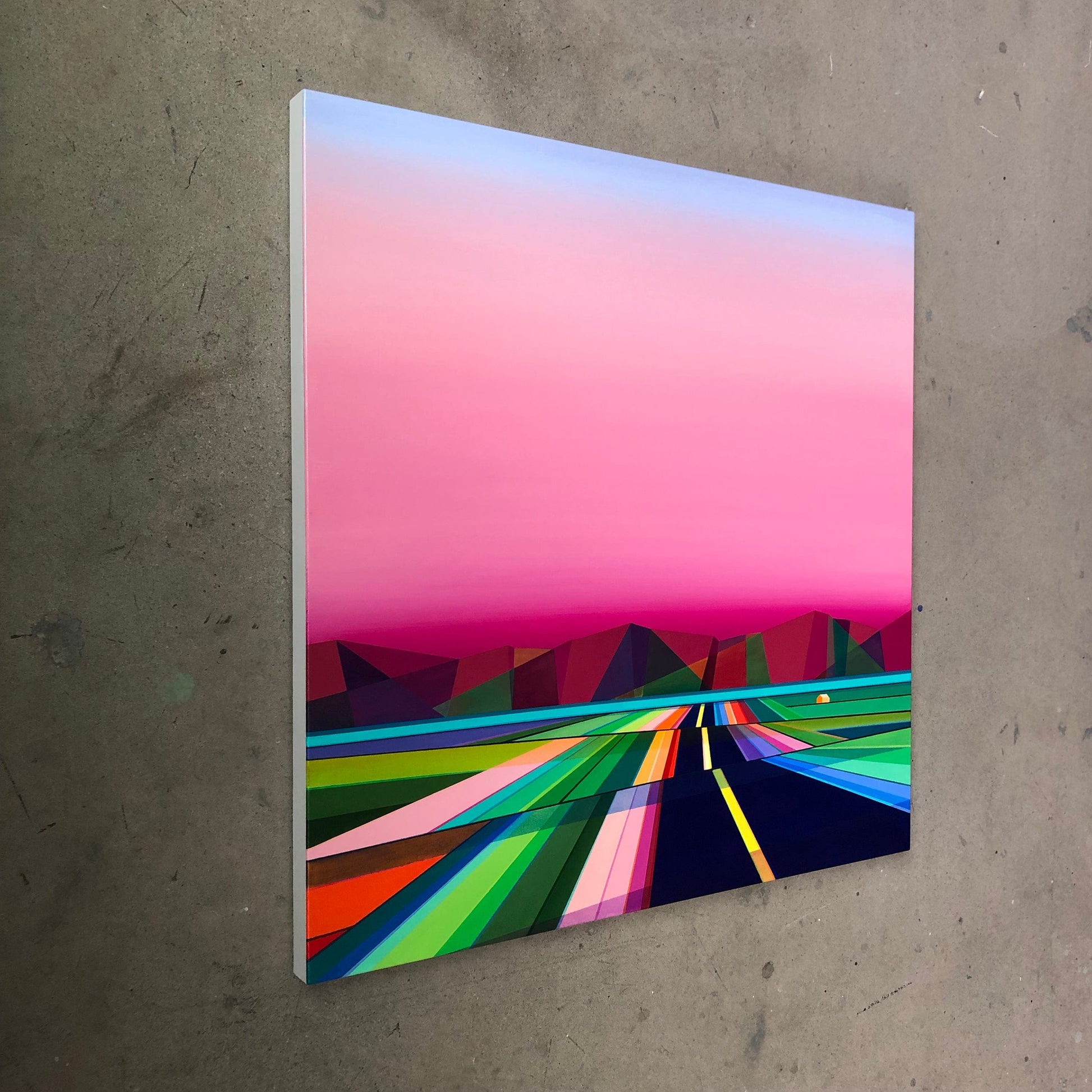 Patrick Déziel Oeuvre original - Peinture 36x36 La route des montagnes