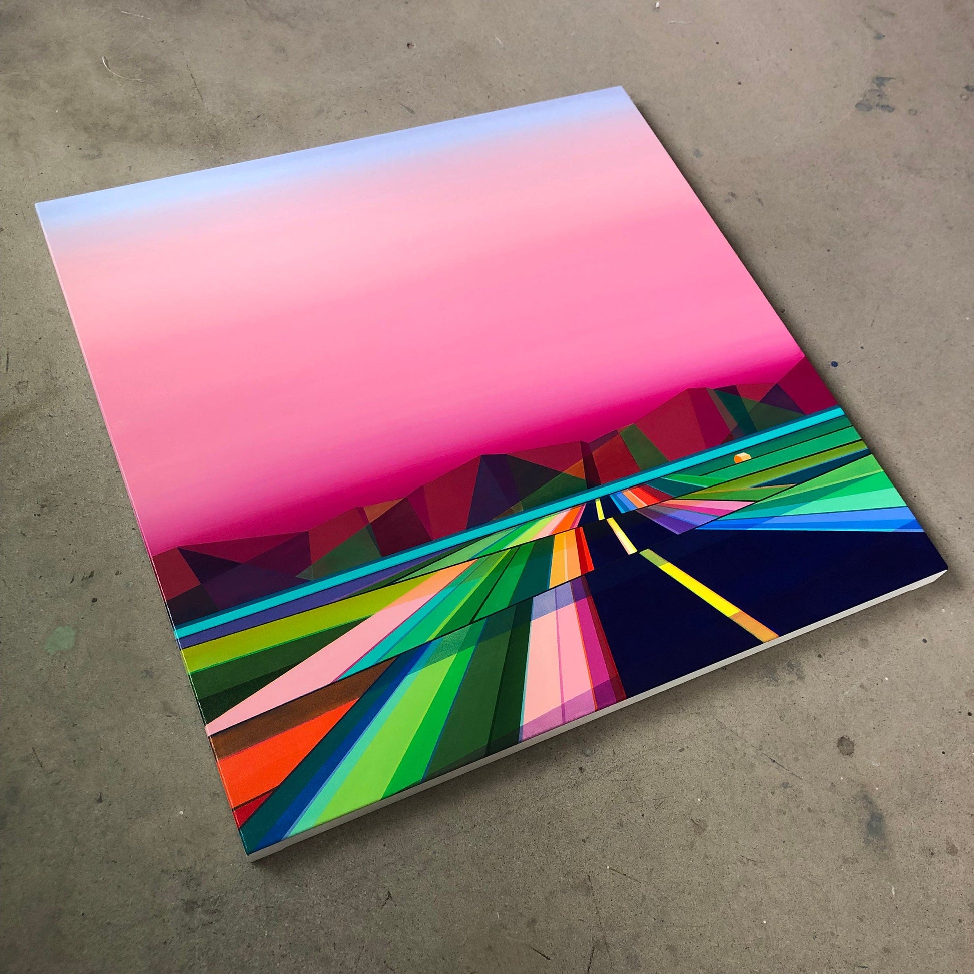 Patrick Déziel Oeuvre original - Peinture 36x36 La route des montagnes