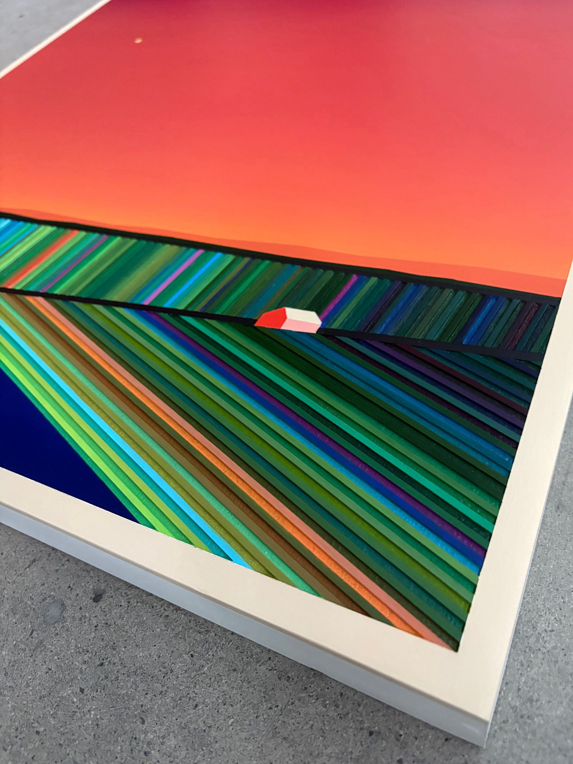 Patrick Déziel Oeuvre original - Peinture 24x24 Sous un ciel orangé