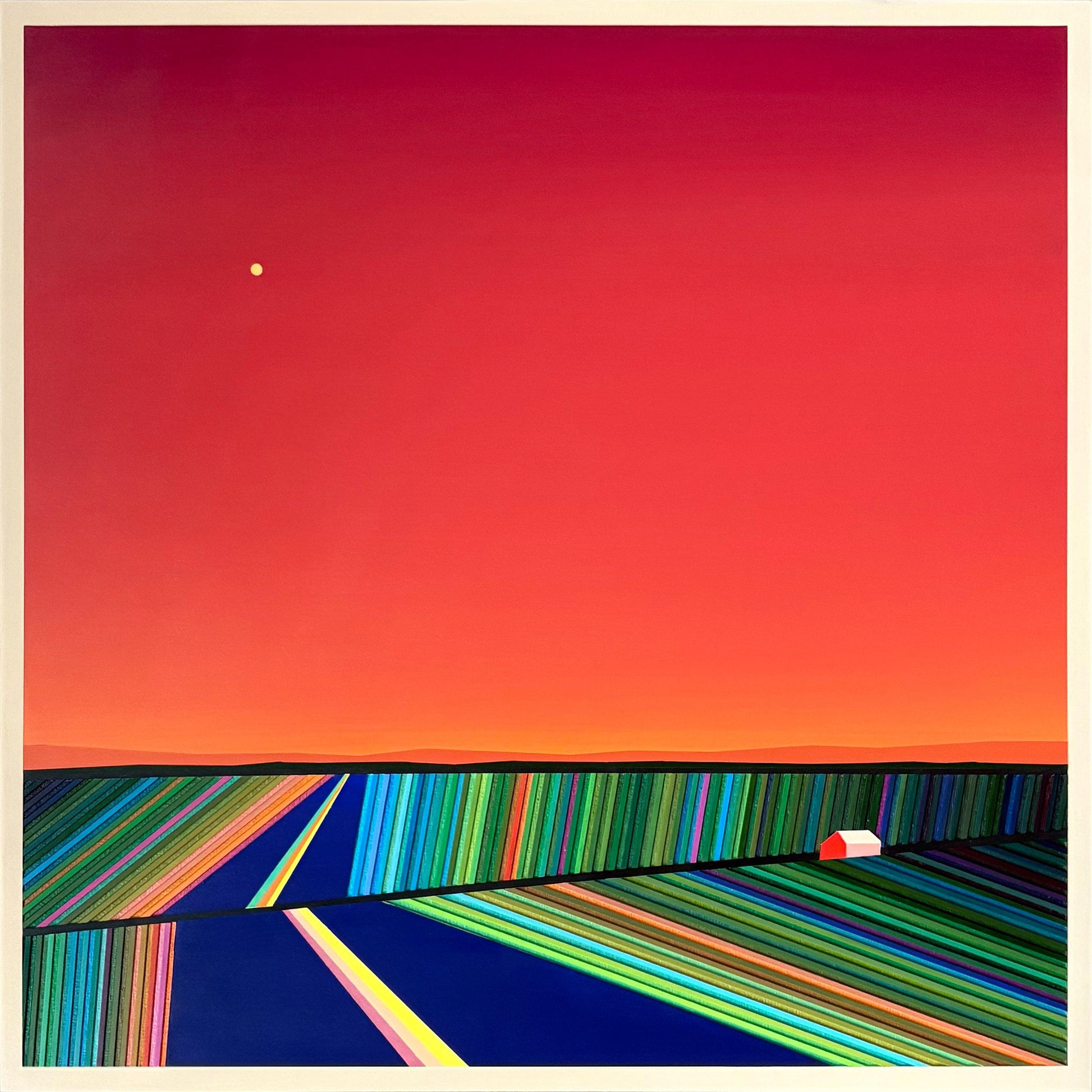 Patrick Déziel Oeuvre original - Peinture 24x24 Sous un ciel orangé