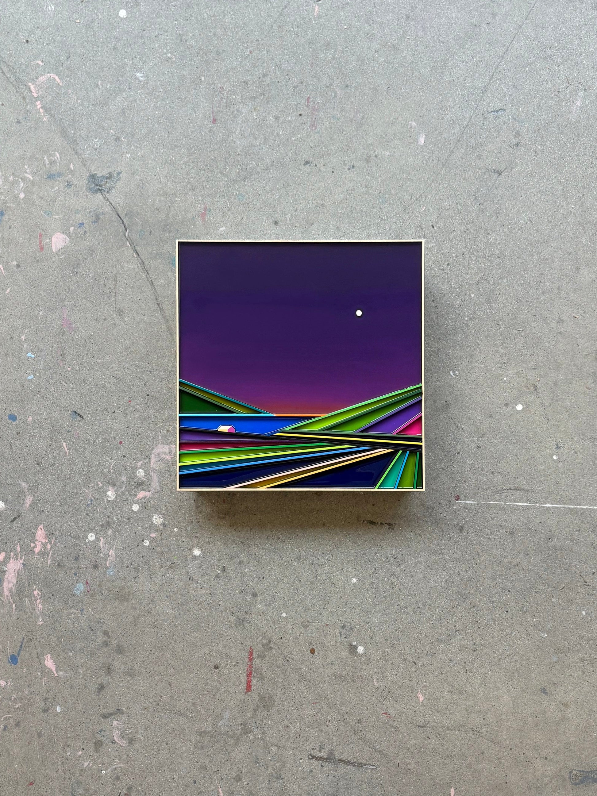 Patrick Déziel Oeuvre original - Techniques mixtes 12x12 Balade sous les étoiles
