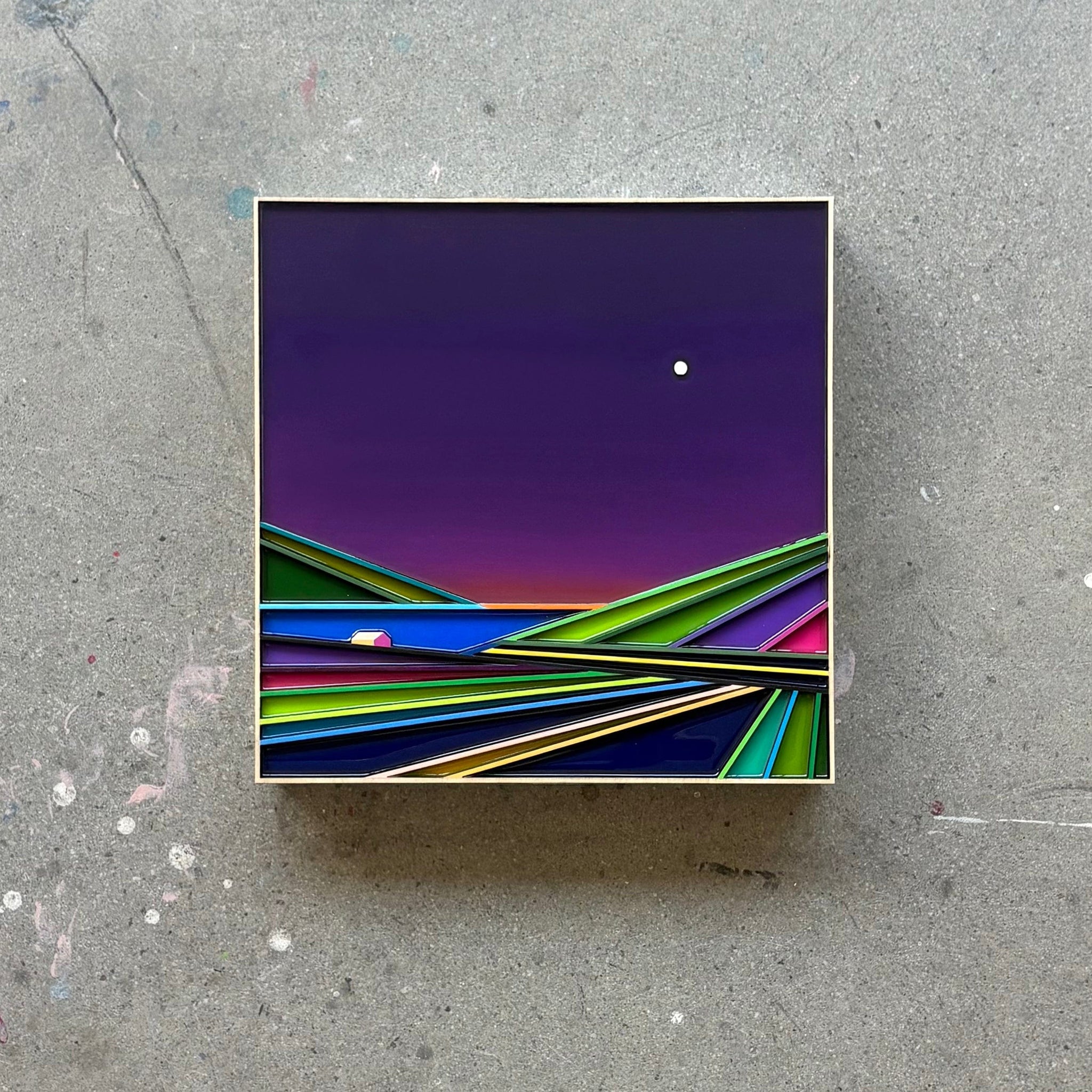 Patrick Déziel Oeuvre original - Techniques mixtes 12x12 Balade sous les étoiles