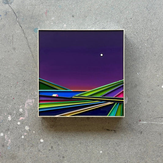 Patrick Déziel Oeuvre original - Techniques mixtes 12x12 Balade sous les étoiles
