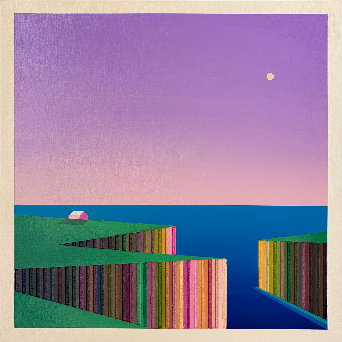 Patrick Déziel Oeuvre original - Techniques mixtes 12x12 Bercé par la mer