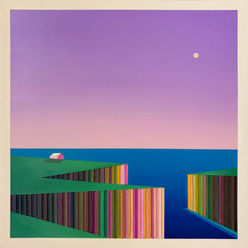 Patrick Déziel Oeuvre original - Techniques mixtes 12x12 Bercé par la mer