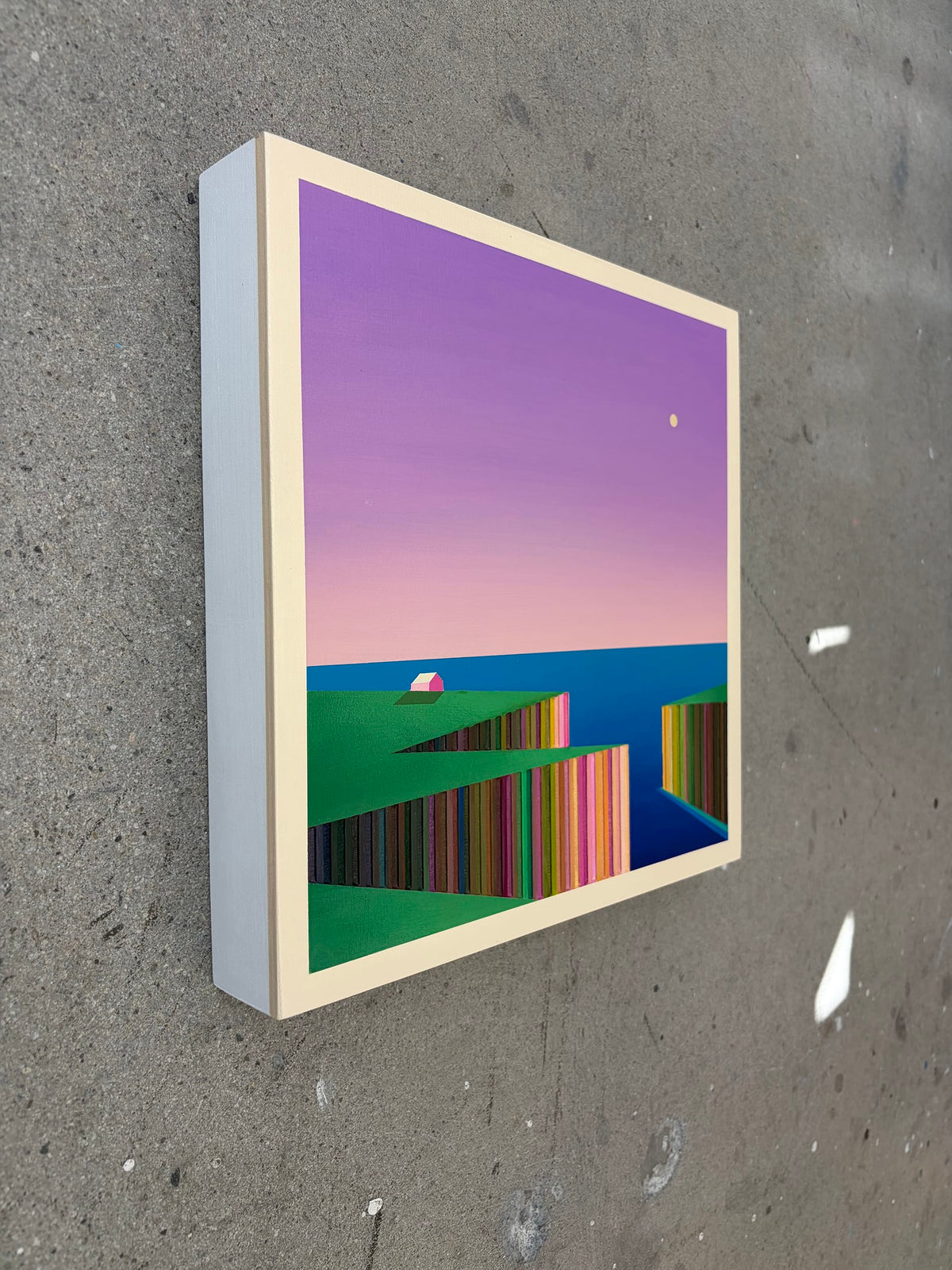 Patrick Déziel Oeuvre original - Techniques mixtes 12x12 Bercé par la mer