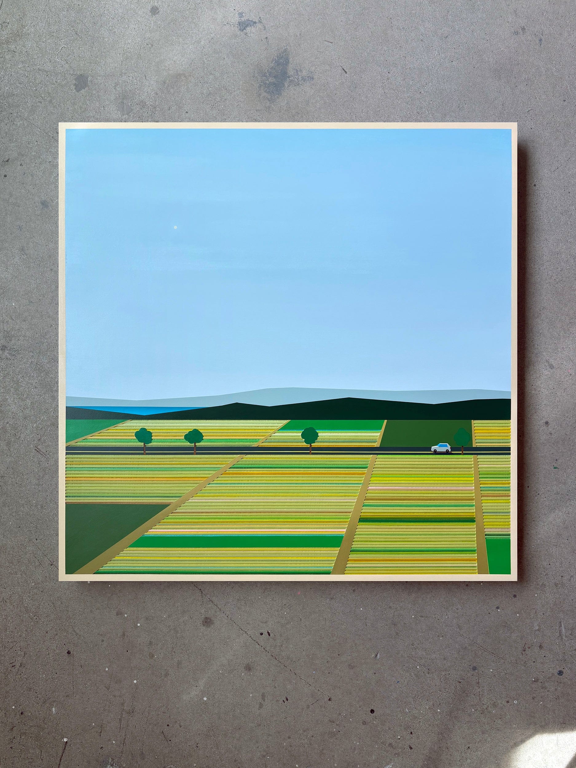 Patrick Déziel Oeuvre original - Techniques mixtes 36x36 Champs de l'ouest