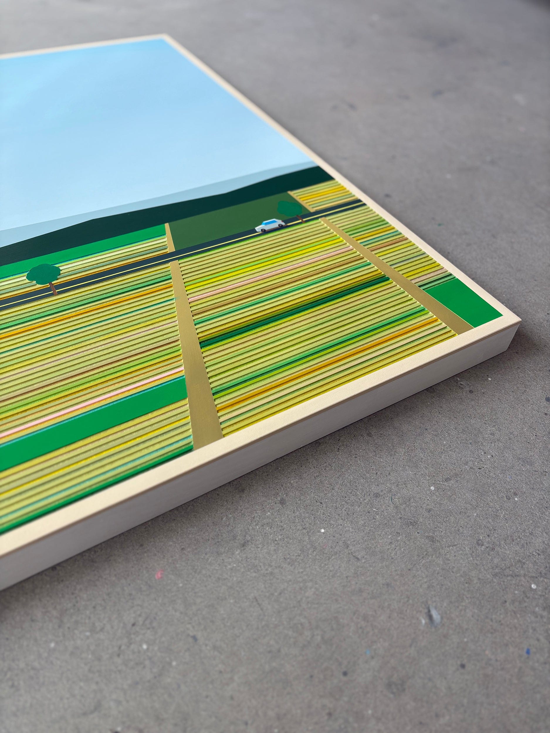 Patrick Déziel Oeuvre original - Techniques mixtes 36x36 Champs de l'ouest