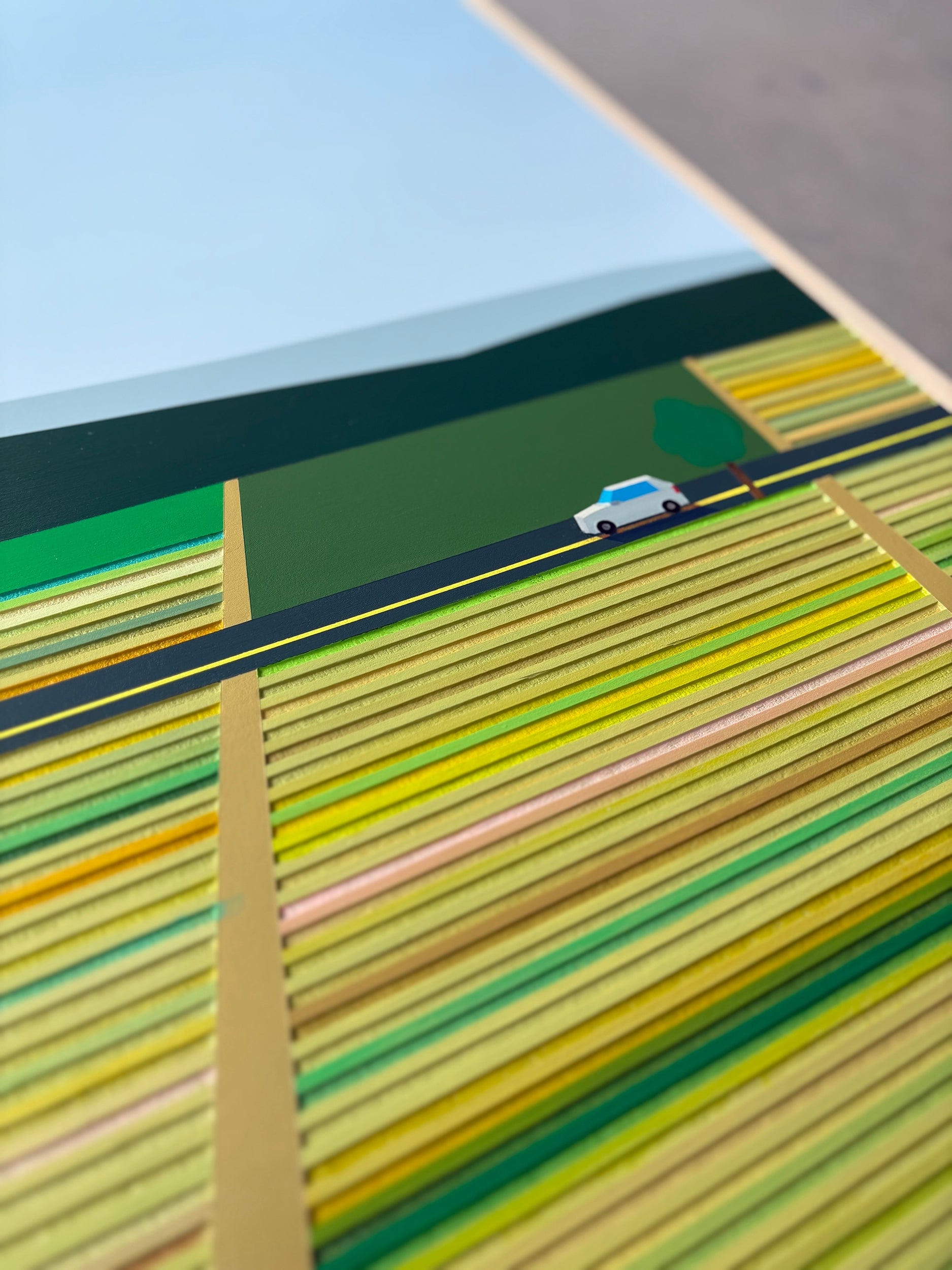 Patrick Déziel Oeuvre original - Techniques mixtes 36x36 Champs de l'ouest