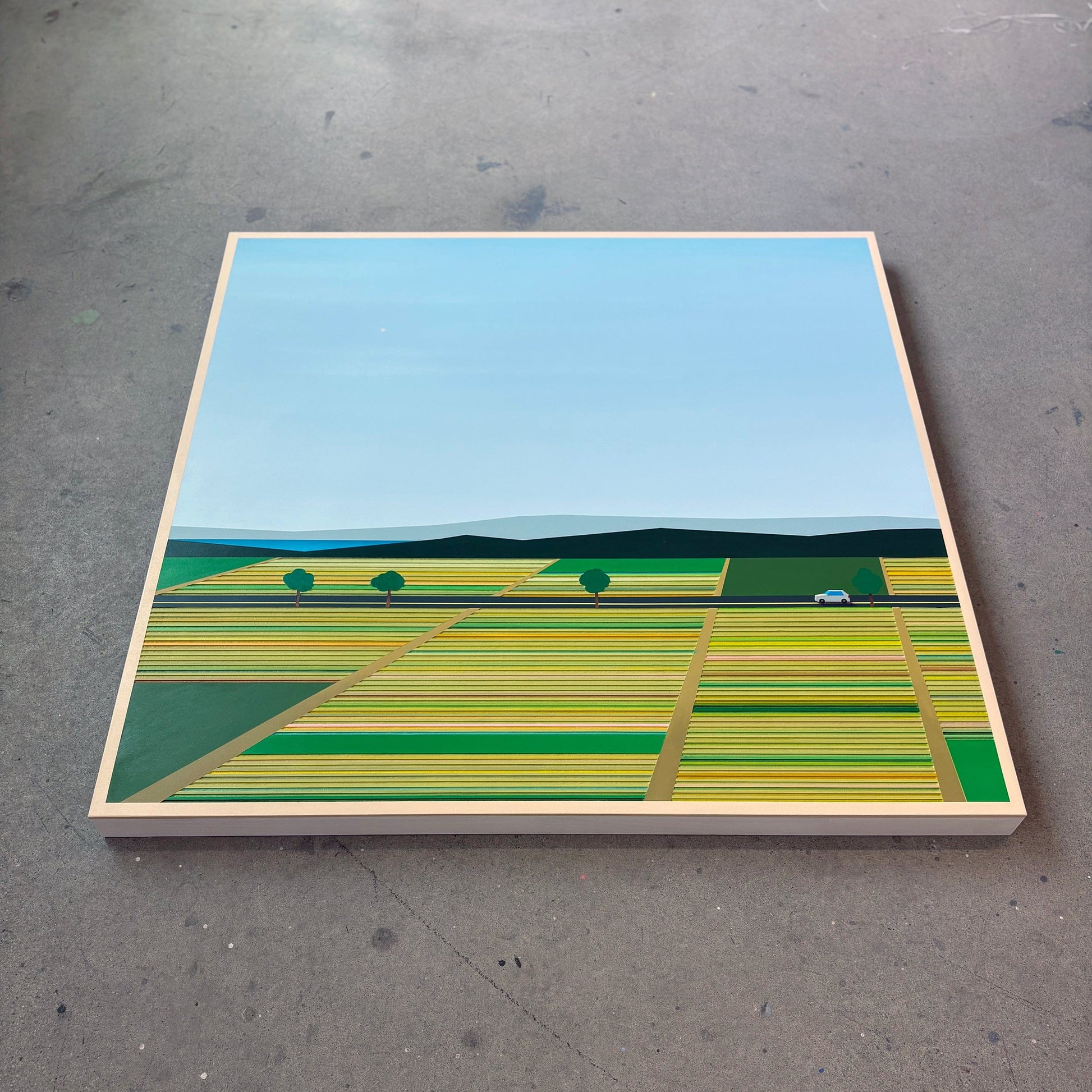 Patrick Déziel Oeuvre original - Techniques mixtes 36x36 Champs de l'ouest