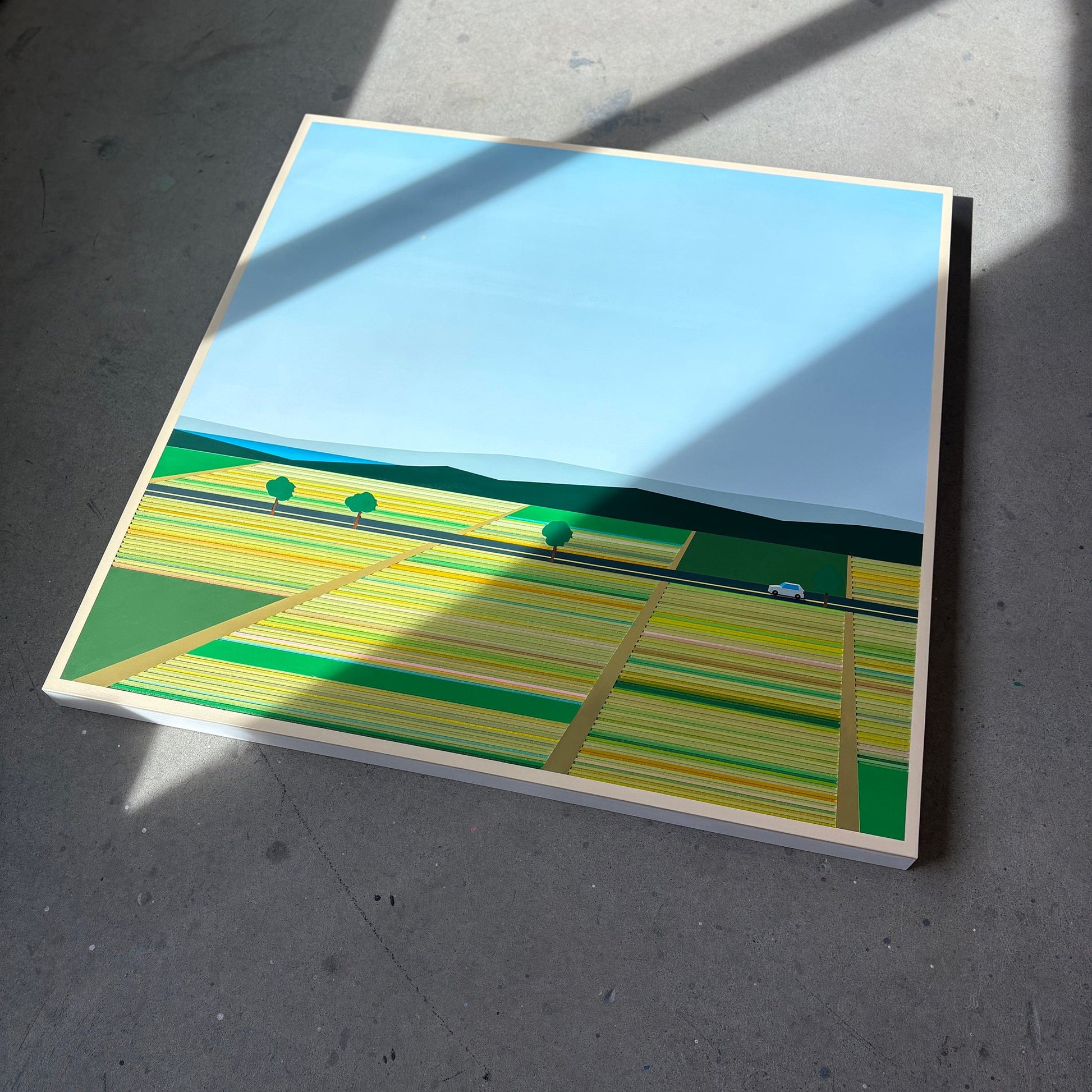 Patrick Déziel Oeuvre original - Techniques mixtes 36x36 Champs de l'ouest