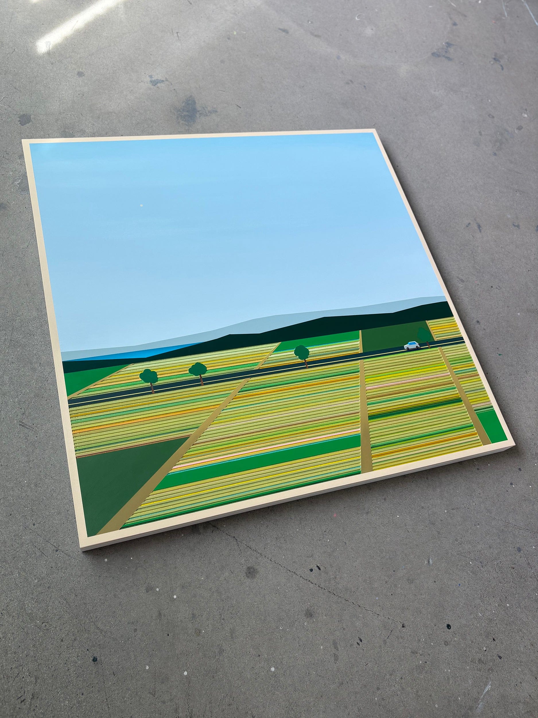 Patrick Déziel Oeuvre original - Techniques mixtes 36x36 Champs de l'ouest