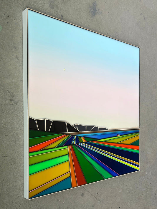 Patrick Déziel Oeuvre original - Techniques mixtes 36x36 Chasing The Sun
