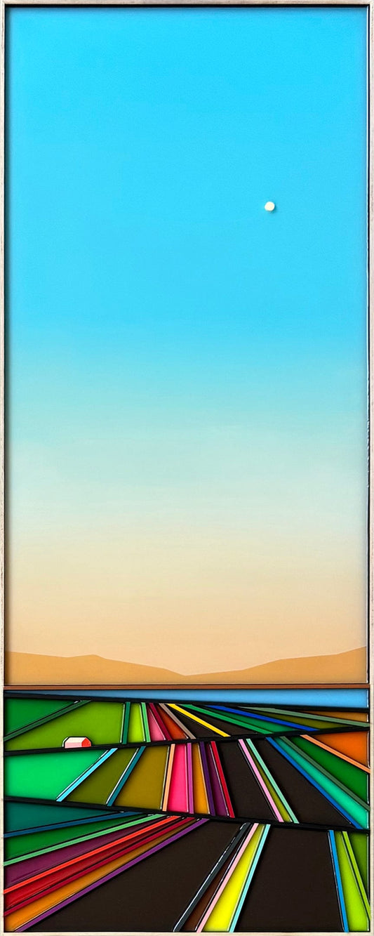 Patrick Déziel Oeuvre original - Techniques mixtes 30x12 Chemin sous une lumière d'été