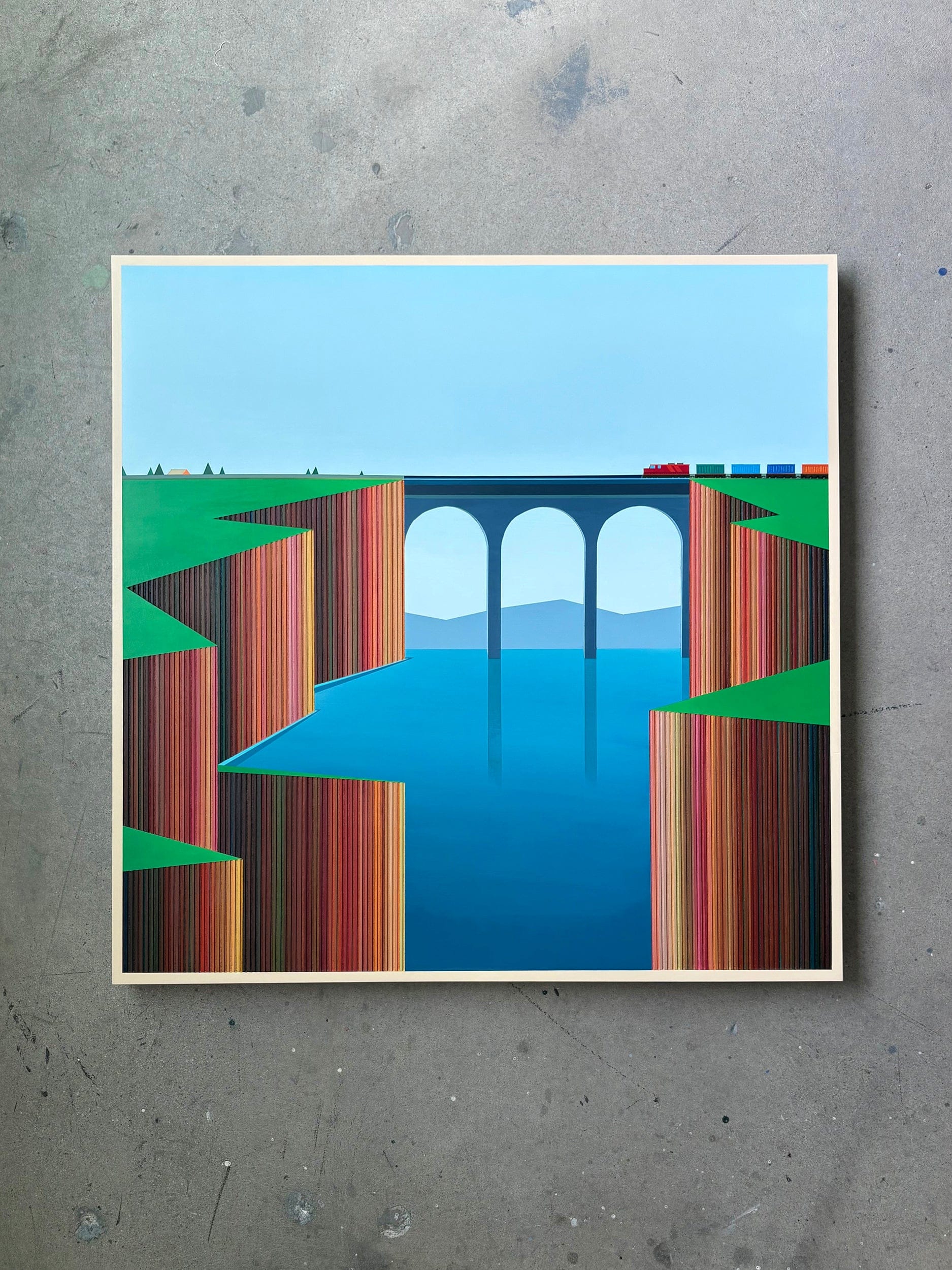 Patrick Déziel Oeuvre original - Techniques mixtes 36x36 D'une falaise à l'autre