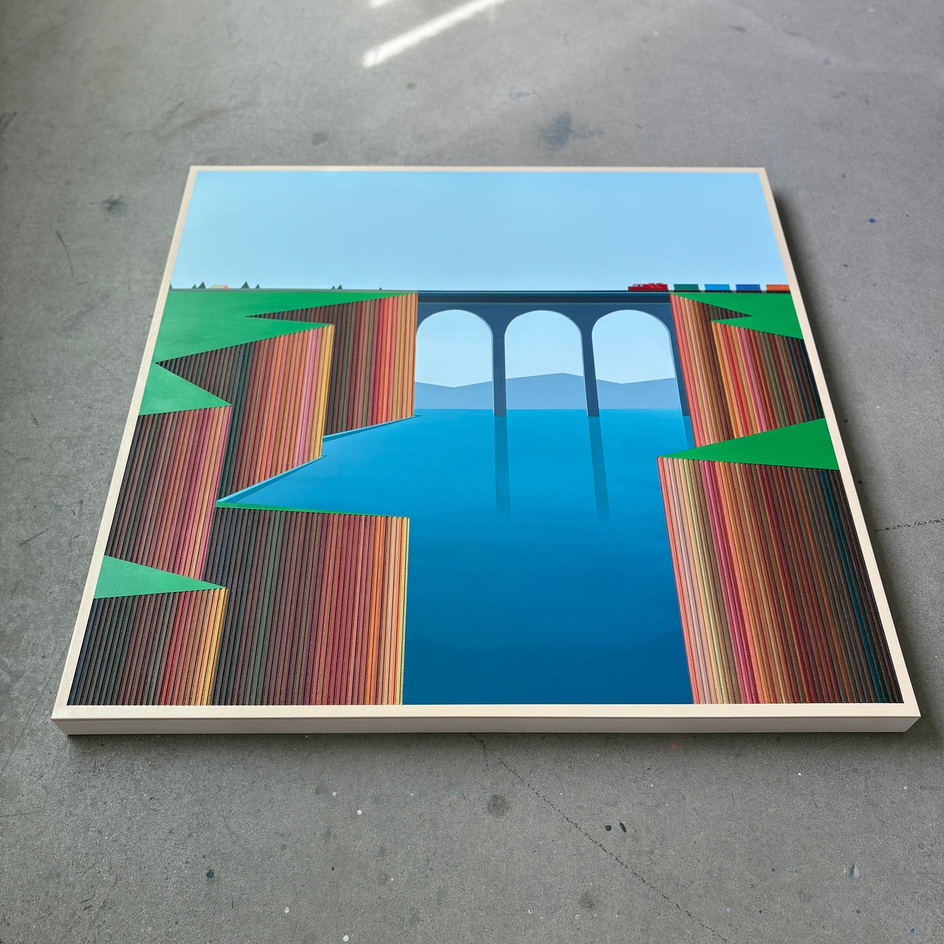 Patrick Déziel Oeuvre original - Techniques mixtes 36x36 D'une falaise à l'autre