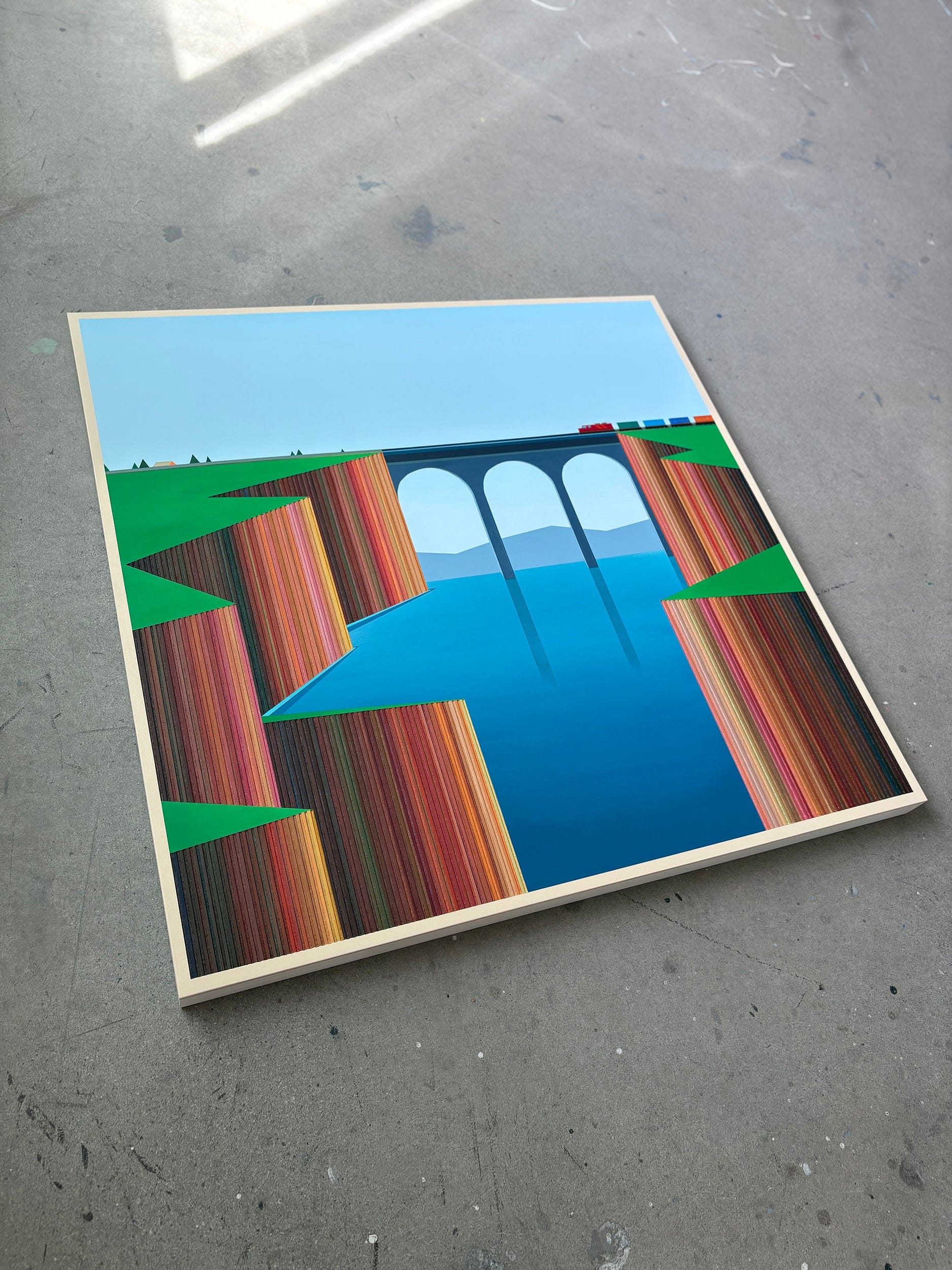 Patrick Déziel Oeuvre original - Techniques mixtes 36x36 D'une falaise à l'autre