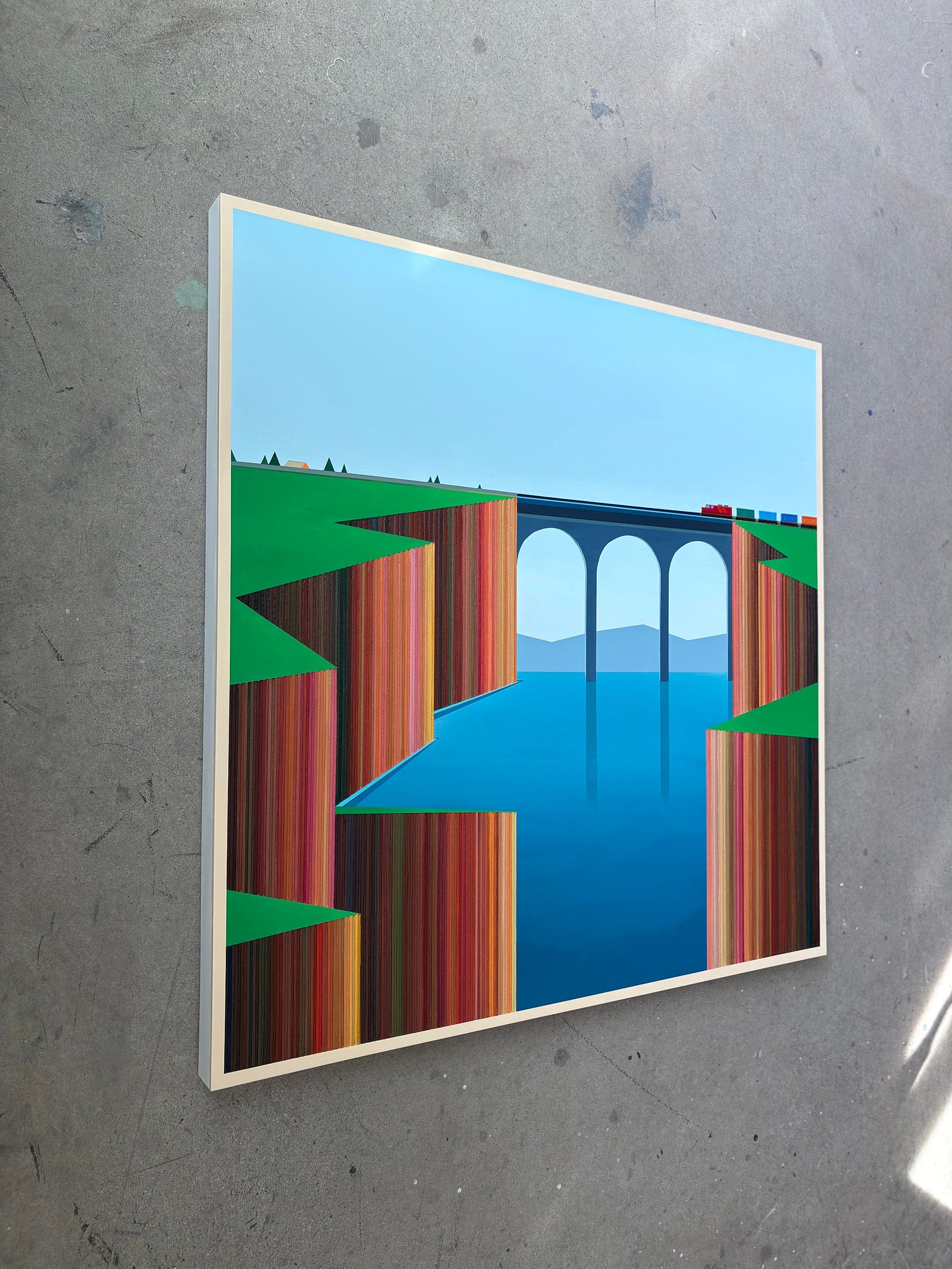 Patrick Déziel Oeuvre original - Techniques mixtes 36x36 D'une falaise à l'autre