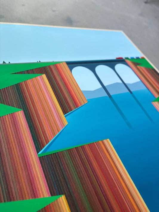 Patrick Déziel Oeuvre original - Techniques mixtes 36x36 D'une falaise à l'autre