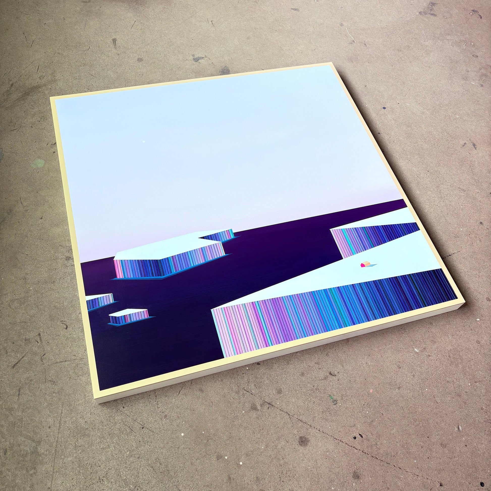 Patrick Déziel Oeuvre original - Techniques mixtes 36x36 Les icebergs
