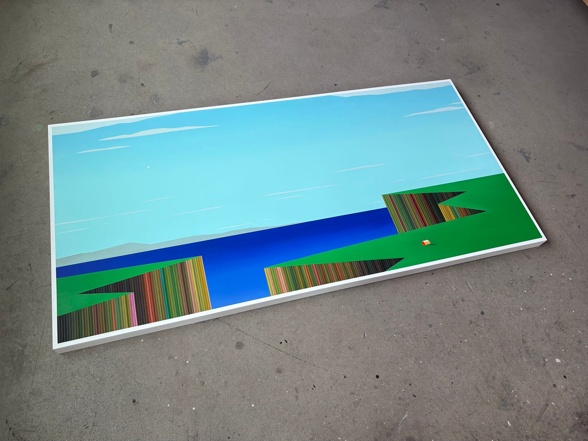 Patrick Déziel Oeuvre original - Techniques mixtes 30x60 Les ravins du littoral