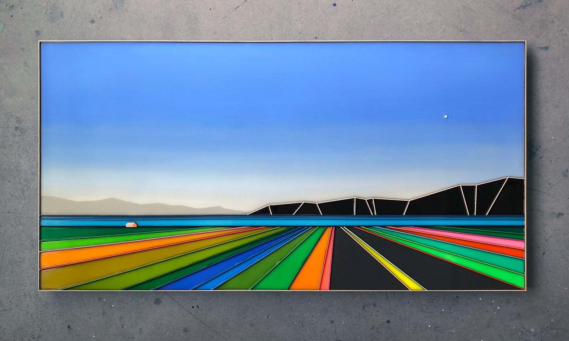 Patrick Déziel Oeuvre original - Techniques mixtes 30x60 Lueur à l'horizon