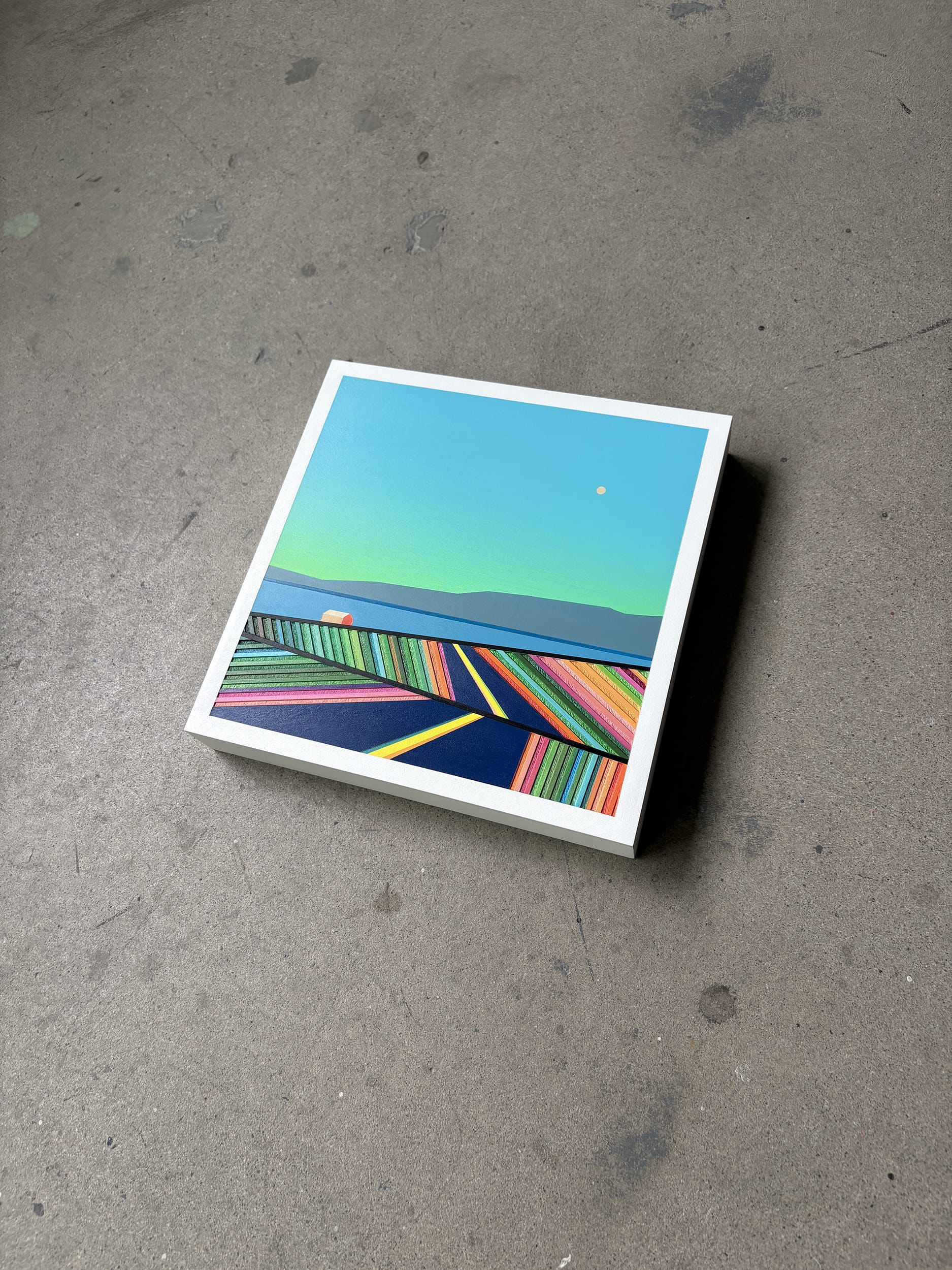 Patrick Déziel Oeuvre original - Techniques mixtes 12x12 Lumière riveraine