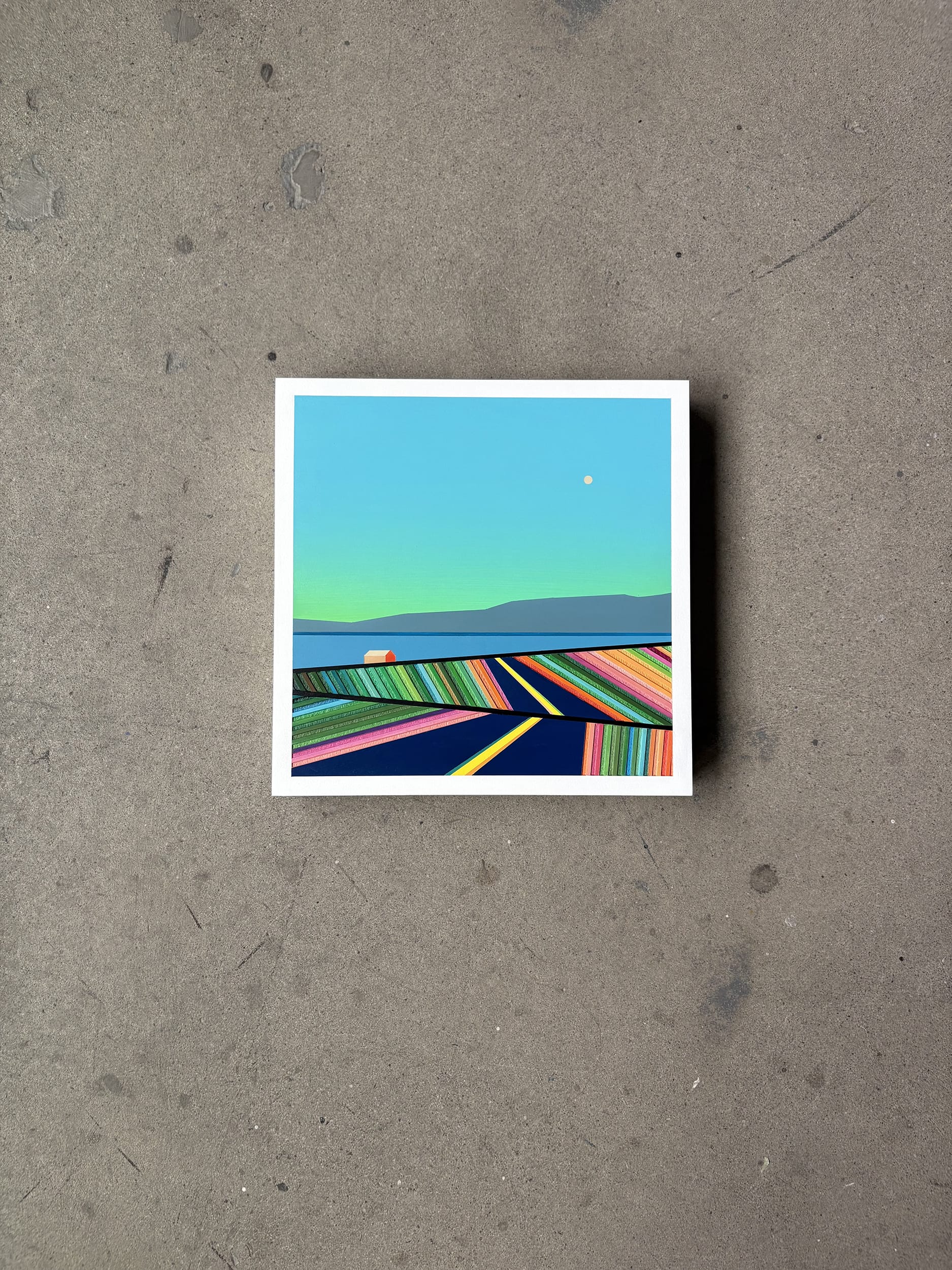 Patrick Déziel Oeuvre original - Techniques mixtes 12x12 Lumière riveraine