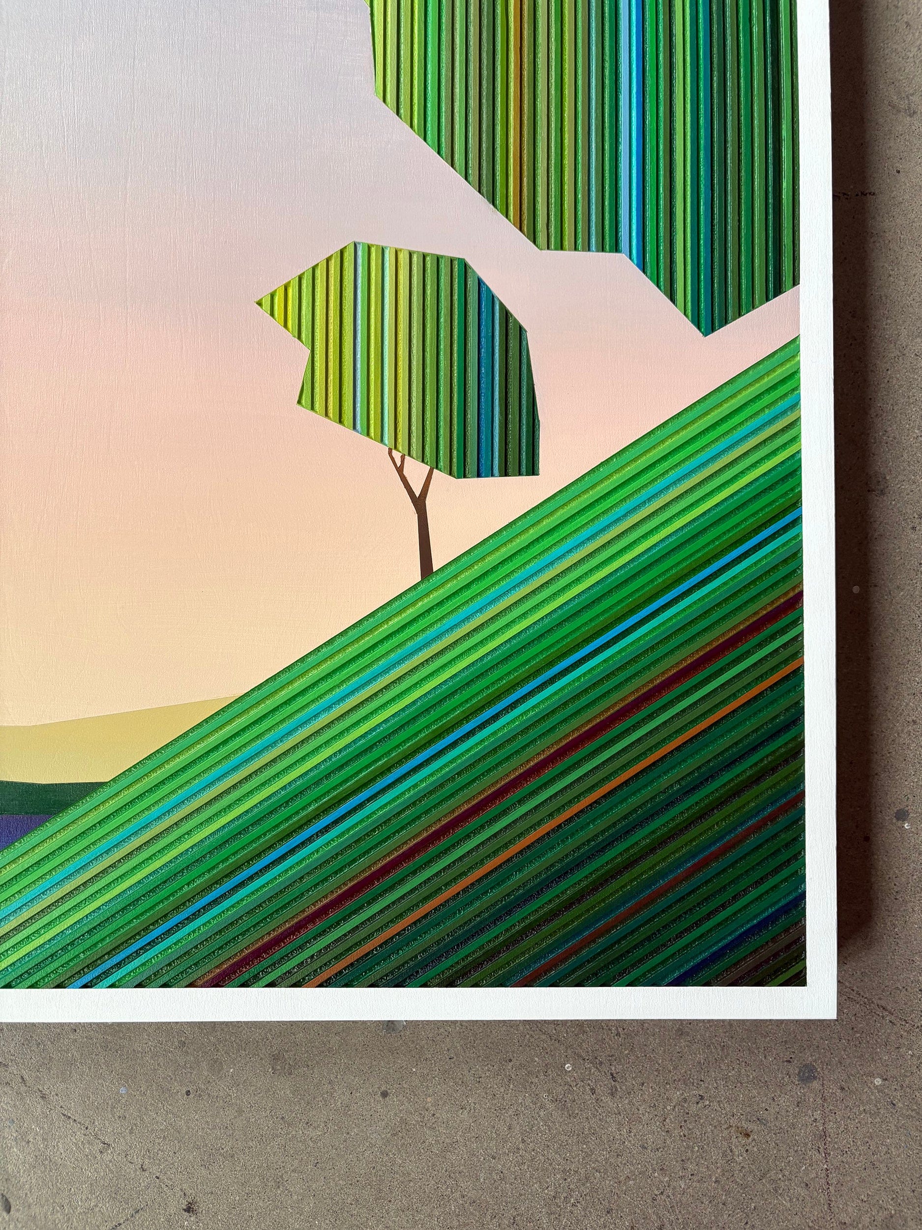 Patrick Déziel Oeuvre original - Techniques mixtes 36x36 Mémoires de vacances