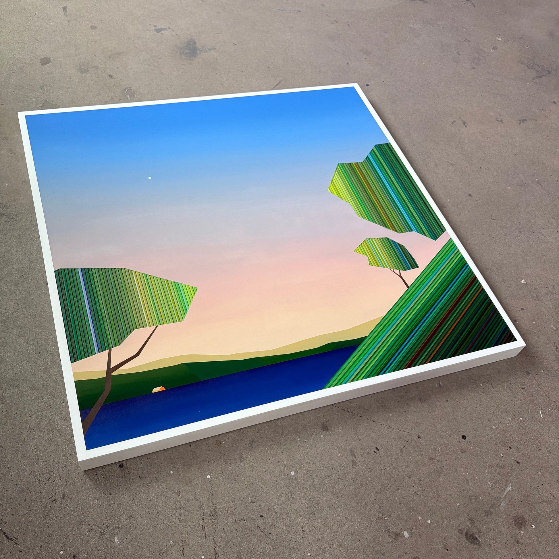 Patrick Déziel Oeuvre original - Techniques mixtes 36x36 Mémoires de vacances