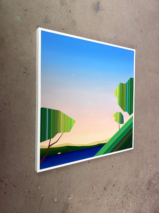 Patrick Déziel Oeuvre original - Techniques mixtes 36x36 Mémoires de vacances