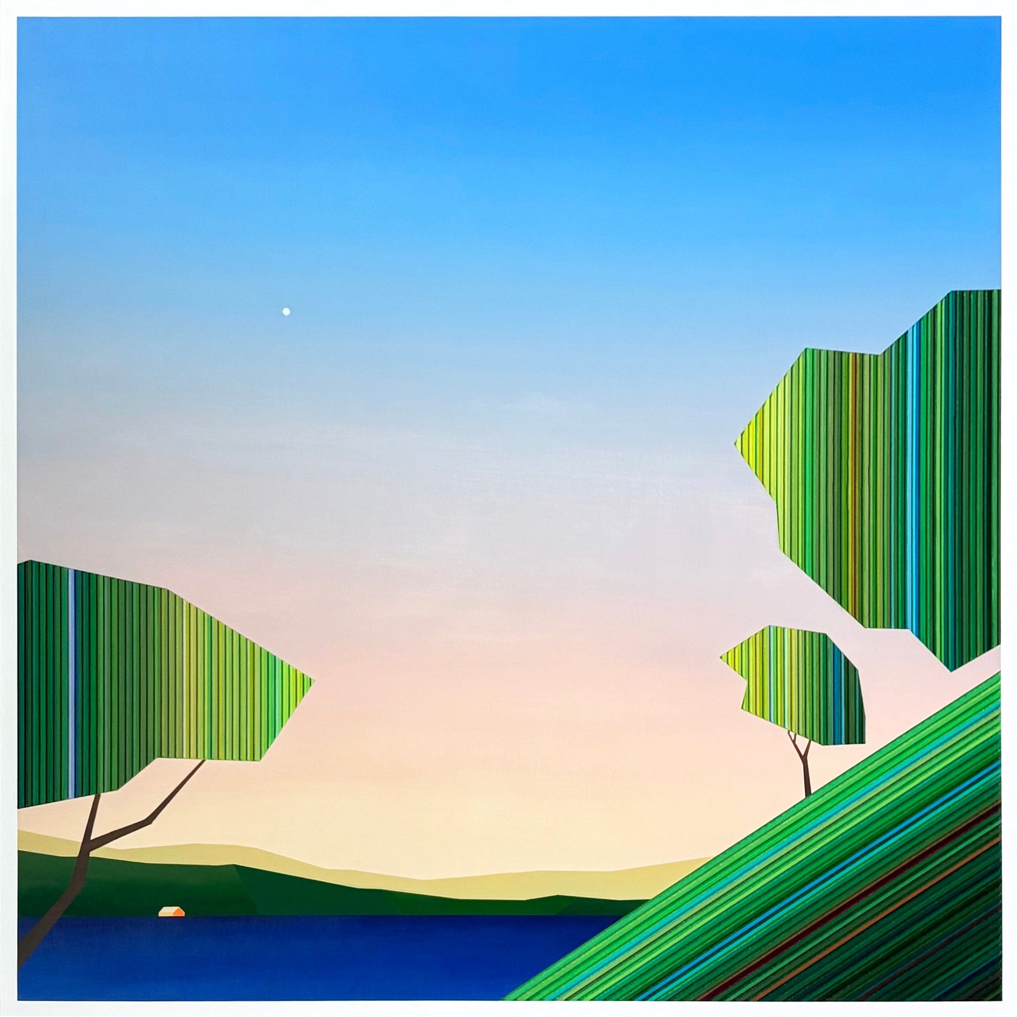 Patrick Déziel Oeuvre original - Techniques mixtes 36x36 Mémoires de vacances