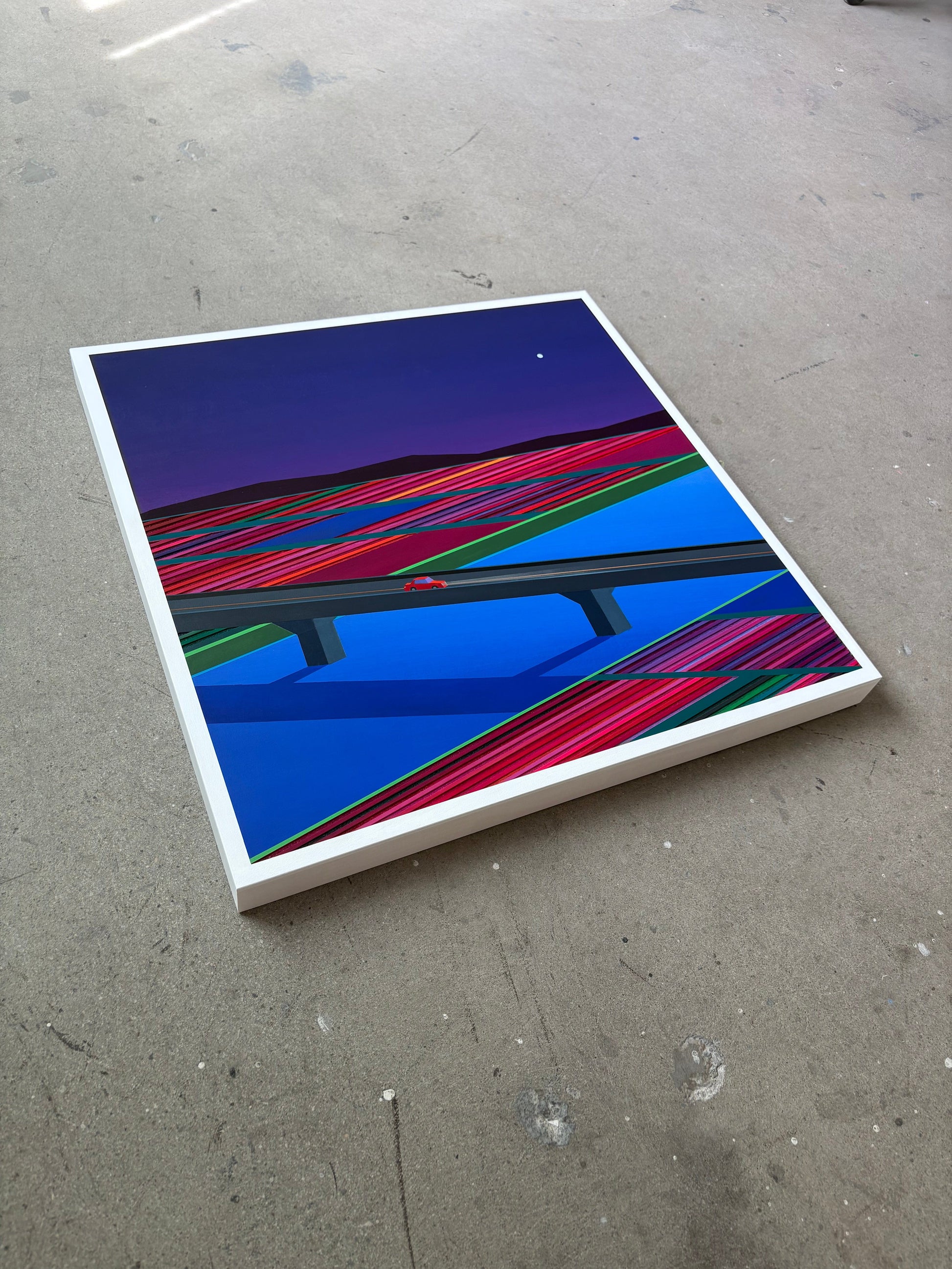 Patrick Déziel Oeuvre original - Techniques mixtes 24x24 Passage de nuit