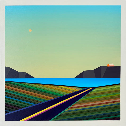 Patrick Déziel Oeuvre original - Techniques mixtes 12x12 Perché sur le rocher