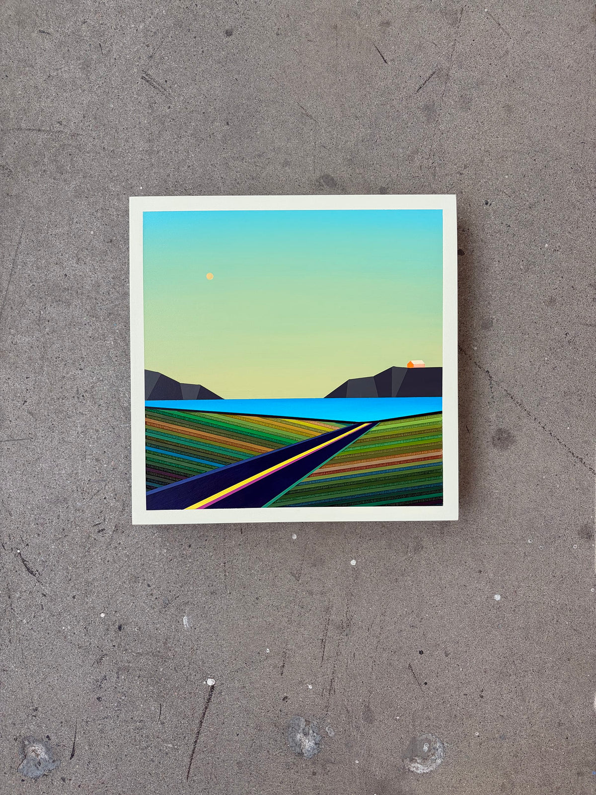 Patrick Déziel Oeuvre original - Techniques mixtes 12x12 Perché sur le rocher