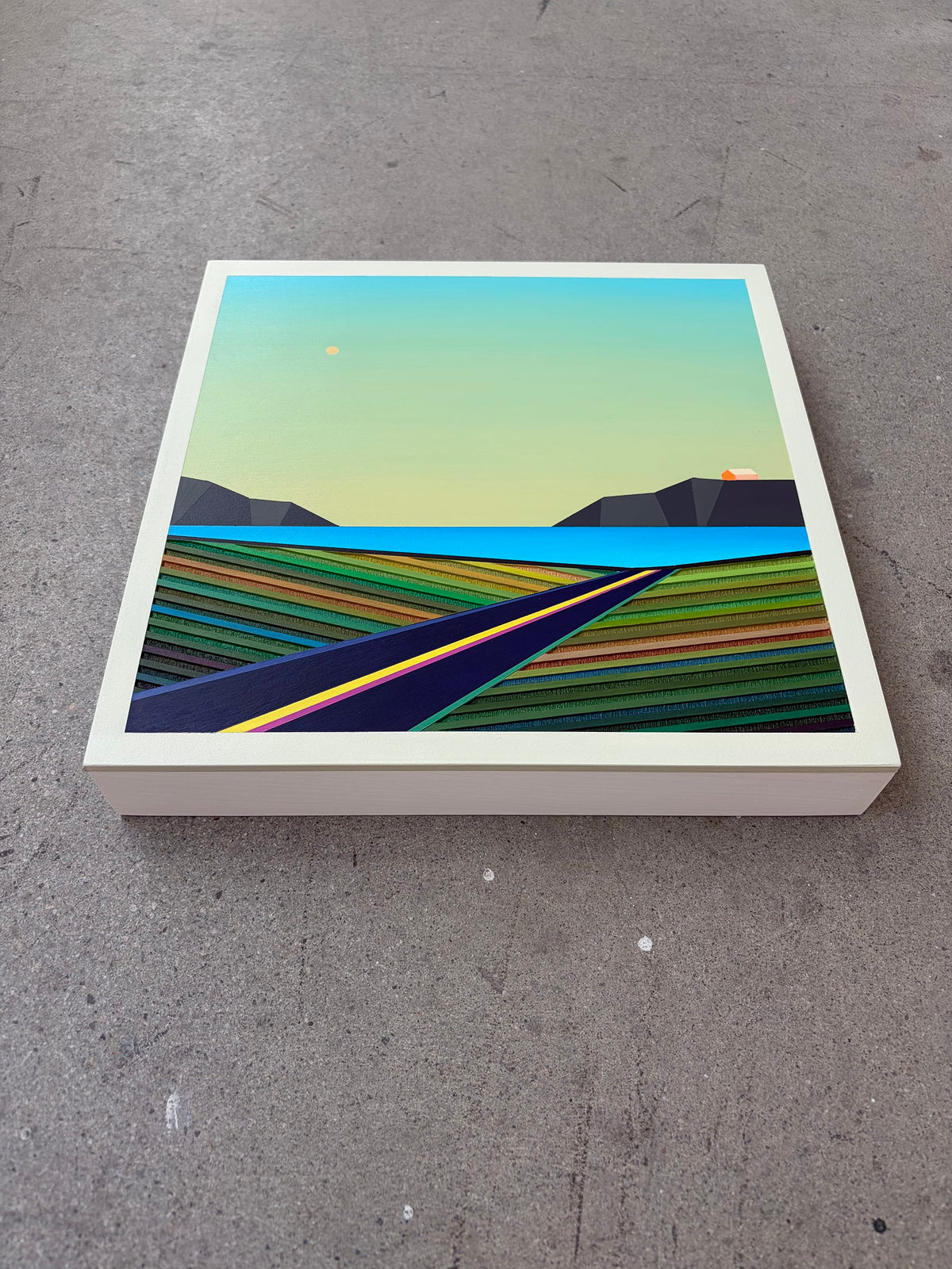 Patrick Déziel Oeuvre original - Techniques mixtes 12x12 Perché sur le rocher