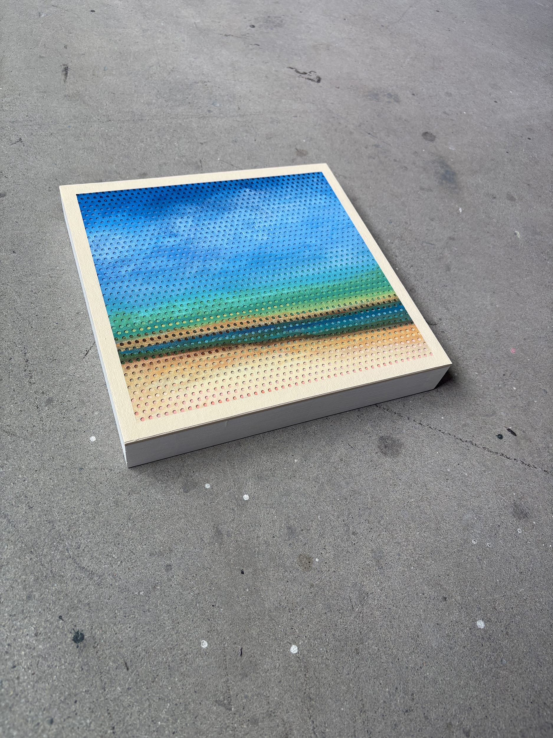Patrick Déziel Oeuvre original - Techniques mixtes 12x12 Sur la plage