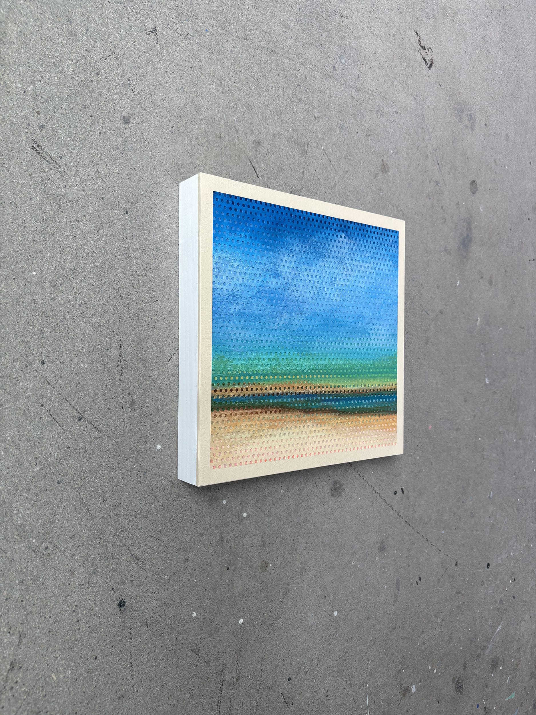 Patrick Déziel Oeuvre original - Techniques mixtes 12x12 Sur la plage