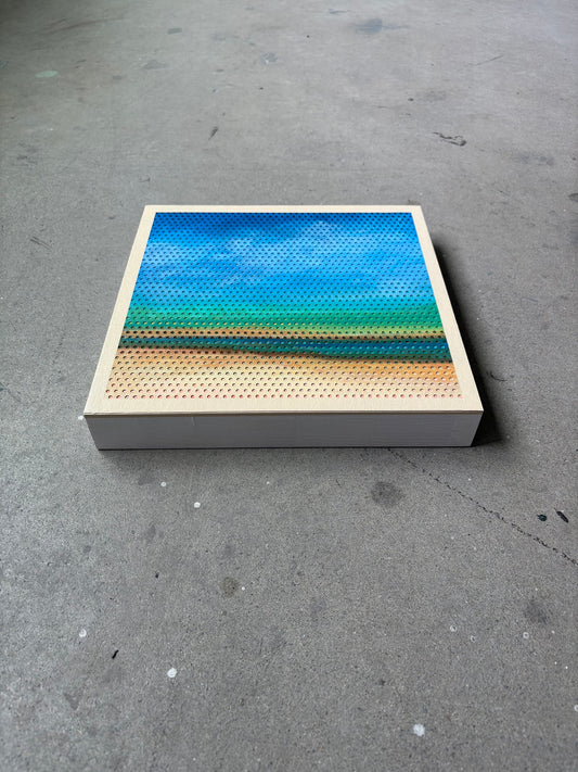 Patrick Déziel Oeuvre original - Techniques mixtes 12x12 Sur la plage