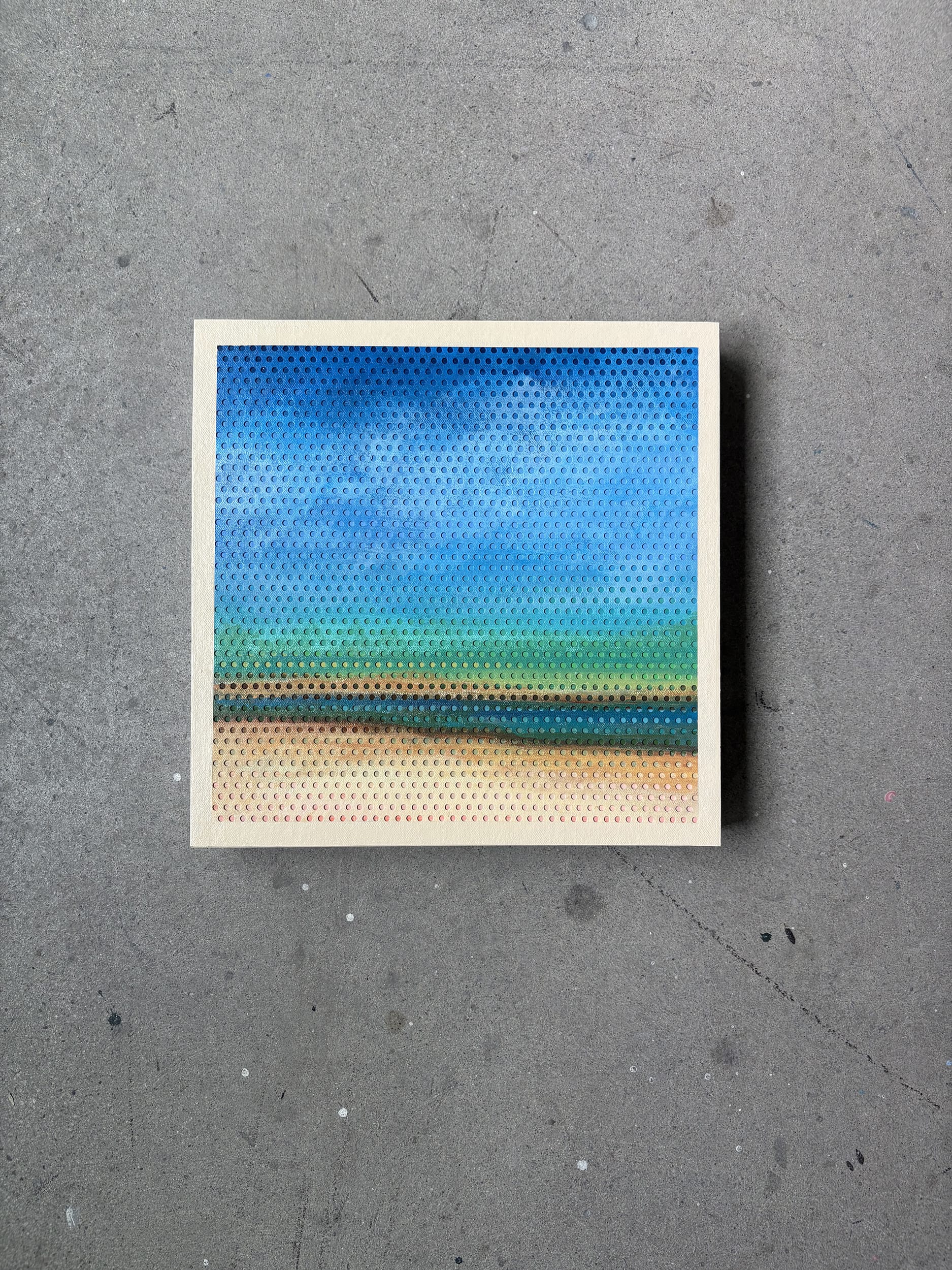 Patrick Déziel Oeuvre original - Techniques mixtes 12x12 Sur la plage