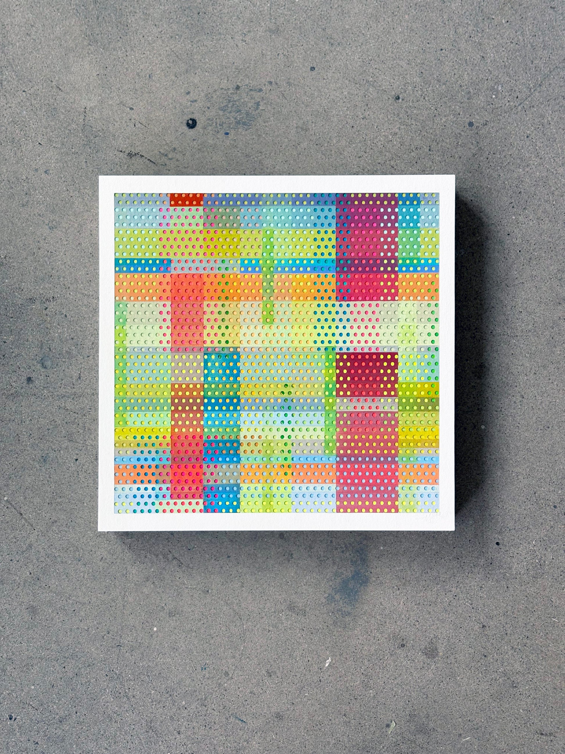 Patrick Déziel Oeuvre original - Techniques mixtes 12x12 Trame écossaise