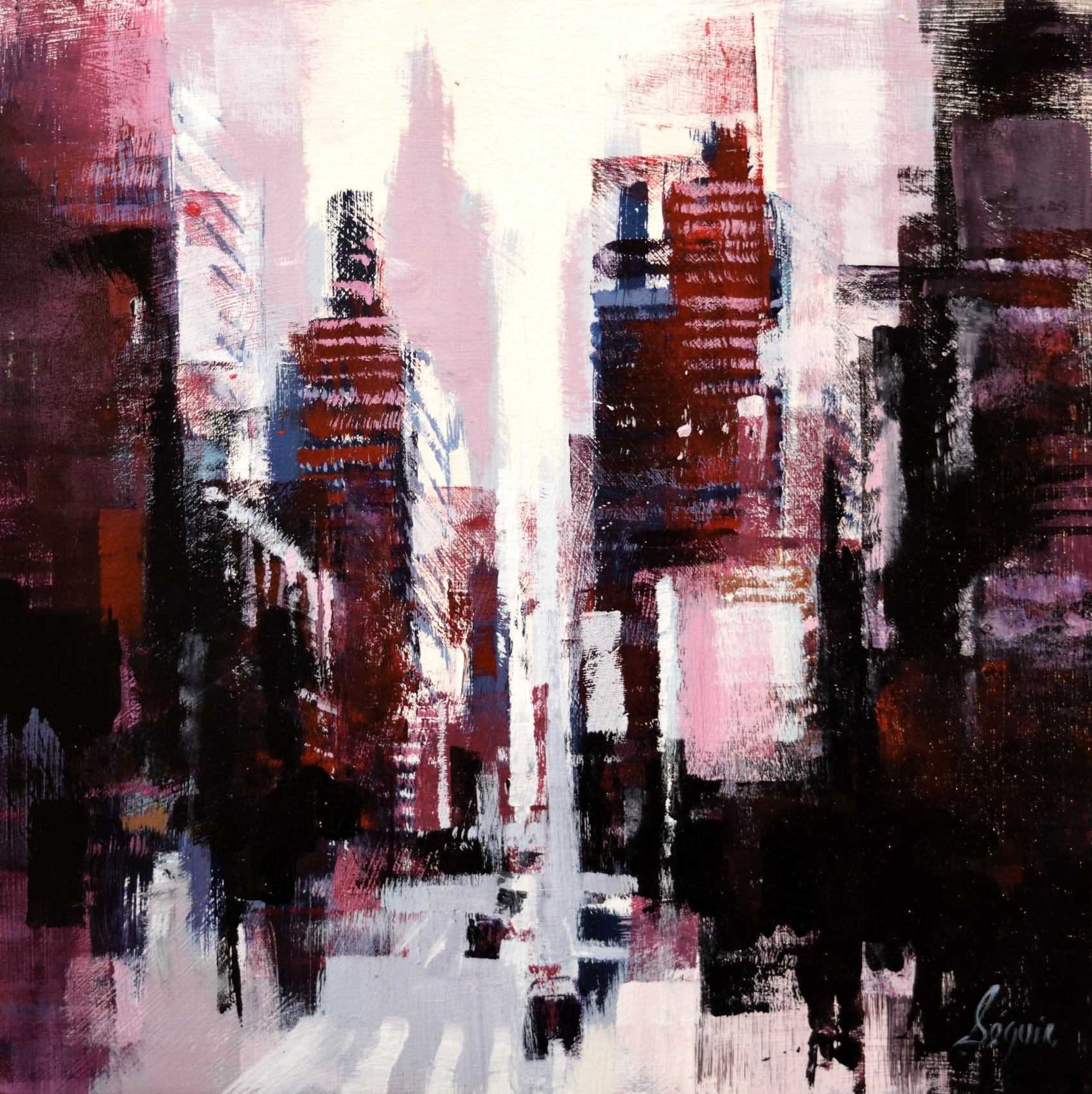 Robert Séguin Oeuvre original - Peinture 12x12 URBANIA 2211