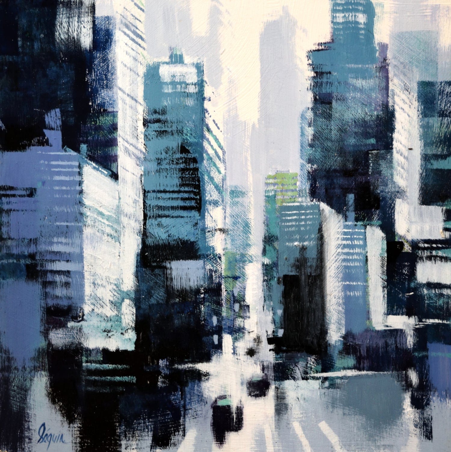 Robert Séguin Oeuvre original - Peinture 12x12 URBANIA 2212